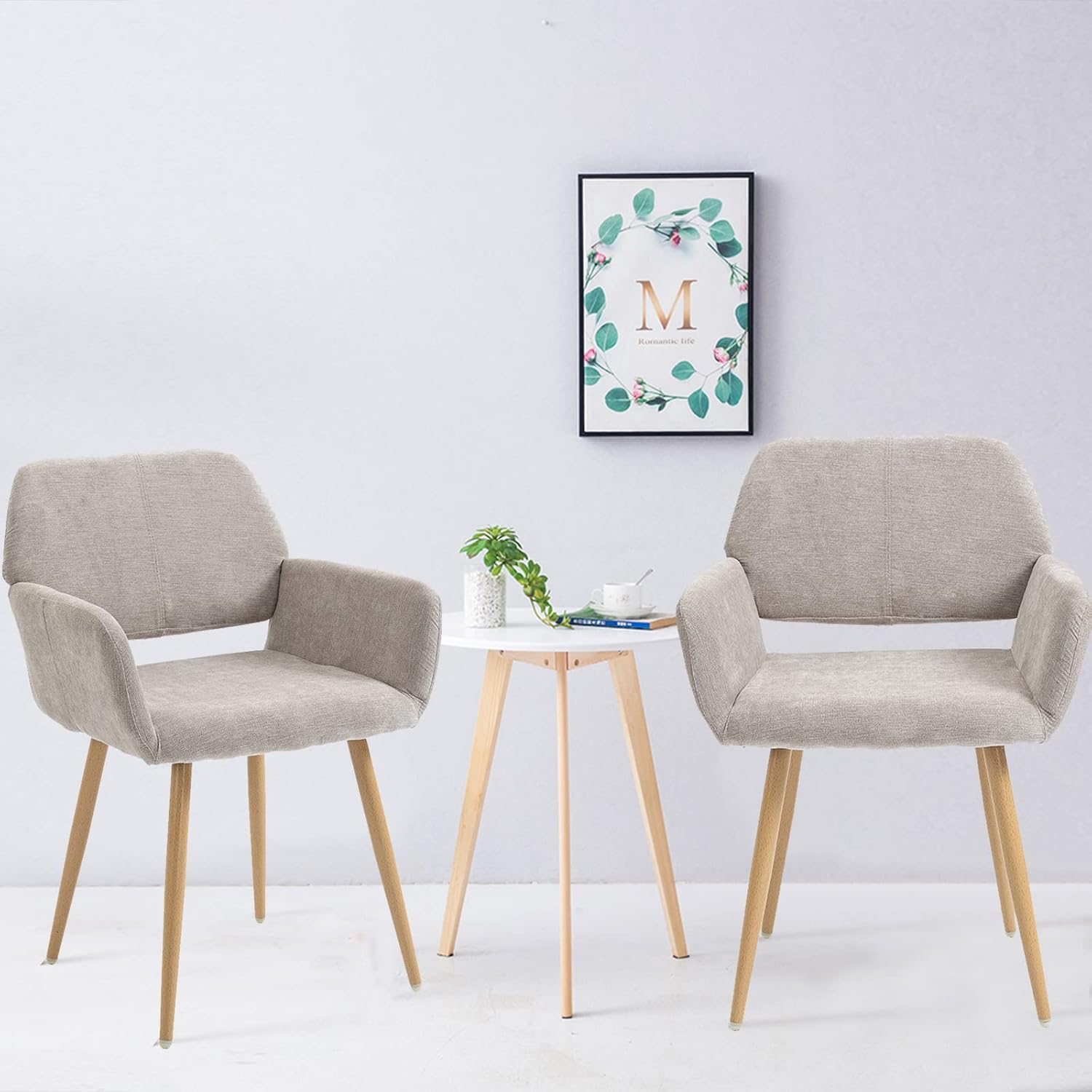 Goujxcy Silla de tocador de tela, sillas de escritorio de maquillaje modernas para niñas y mujeres, elegante sillón de ocio, silla lateral tapizada