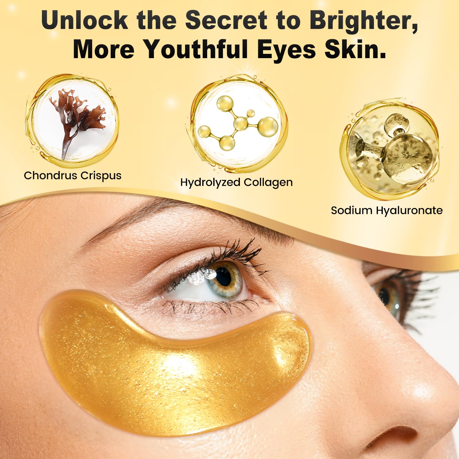 Under Eye Patches (24 Pairs) – 24K Gold Eye Masks Enriched with Abundant Collagen  Diminish Dark Circles and Puffiness  Anti-Aging, Smooth Fine