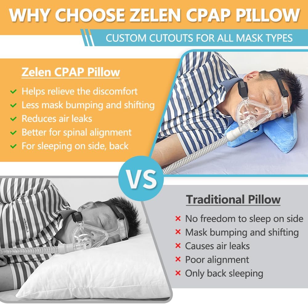 Almohada CPAP para personas que duermen de lado, almohada para máscaras CPAP, usuarios de estómago, CPAP para dormir de lado, almohadas nasales,