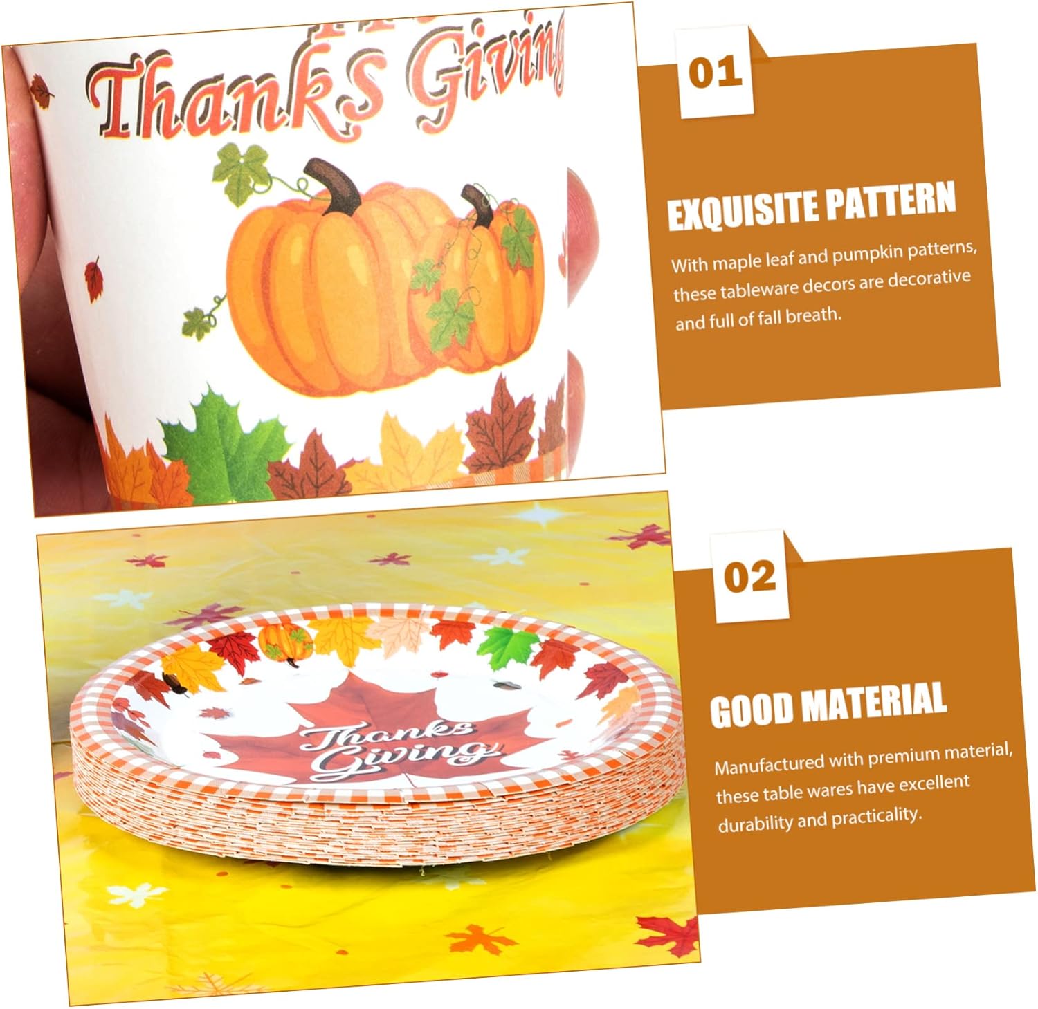 LALAFINA 4 Sets Holiday Decorations Pumpkin Table Cover Maple Leaves Drinking Cup Autumn Fall Leaf Table Cover Fall Pumpkin Decor Ocean Decorations