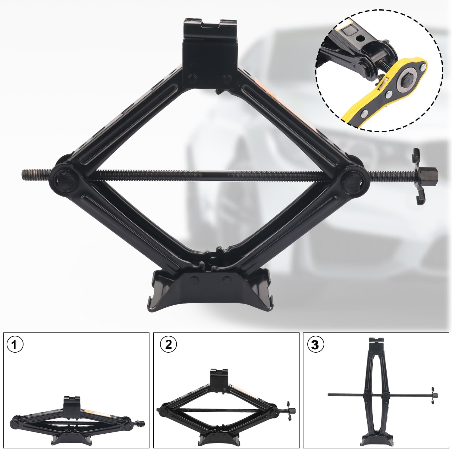 Gato de tijera de 2 toneladas para automóvil, con manivela de mano herramienta de reparación portátil resistente al óxido para automóvil, SUV,