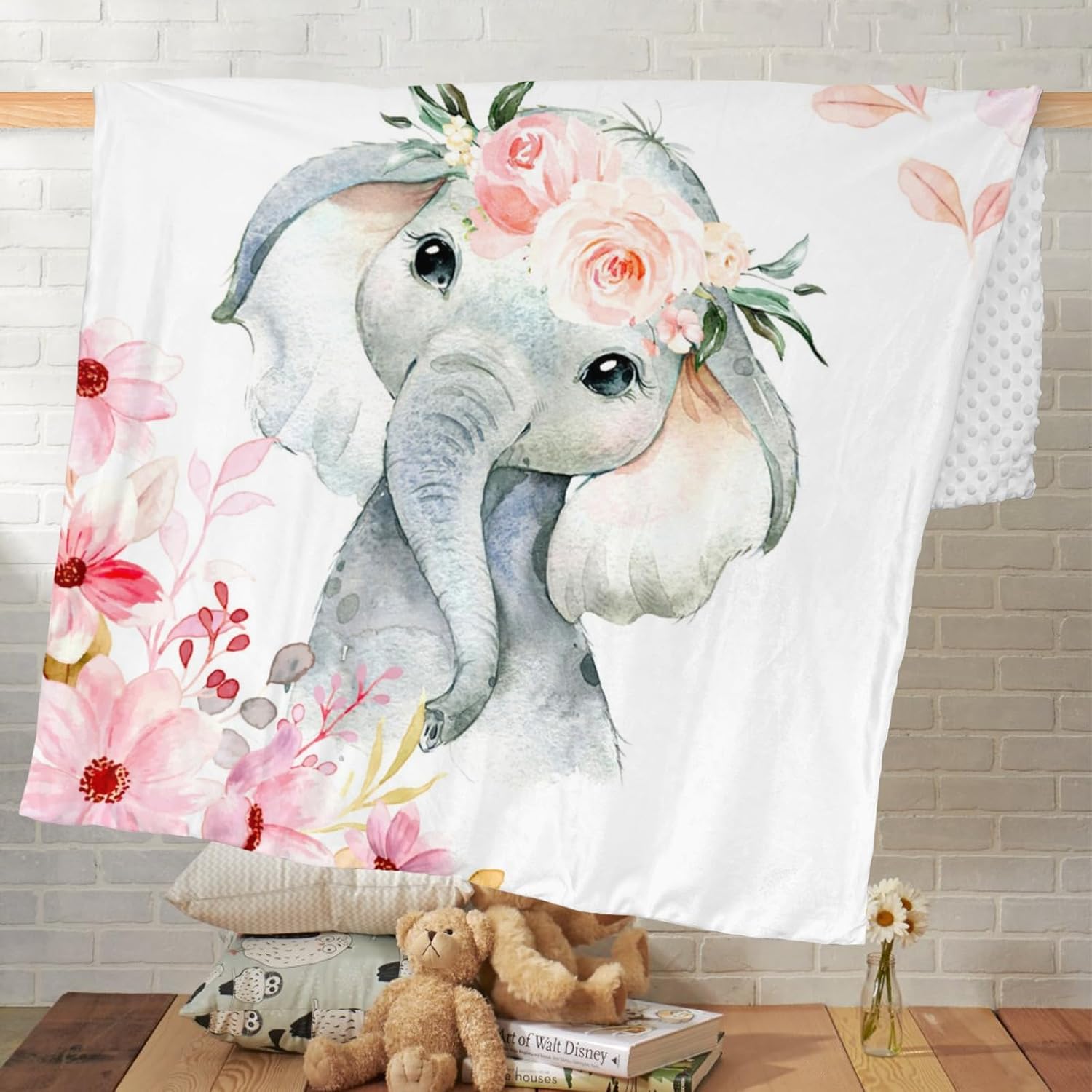 Manta personalizada con nombre, lindos diseños de elefantes Minky de felpa, manta personalizada para recién nacidos con nombre, el mejor regalo para