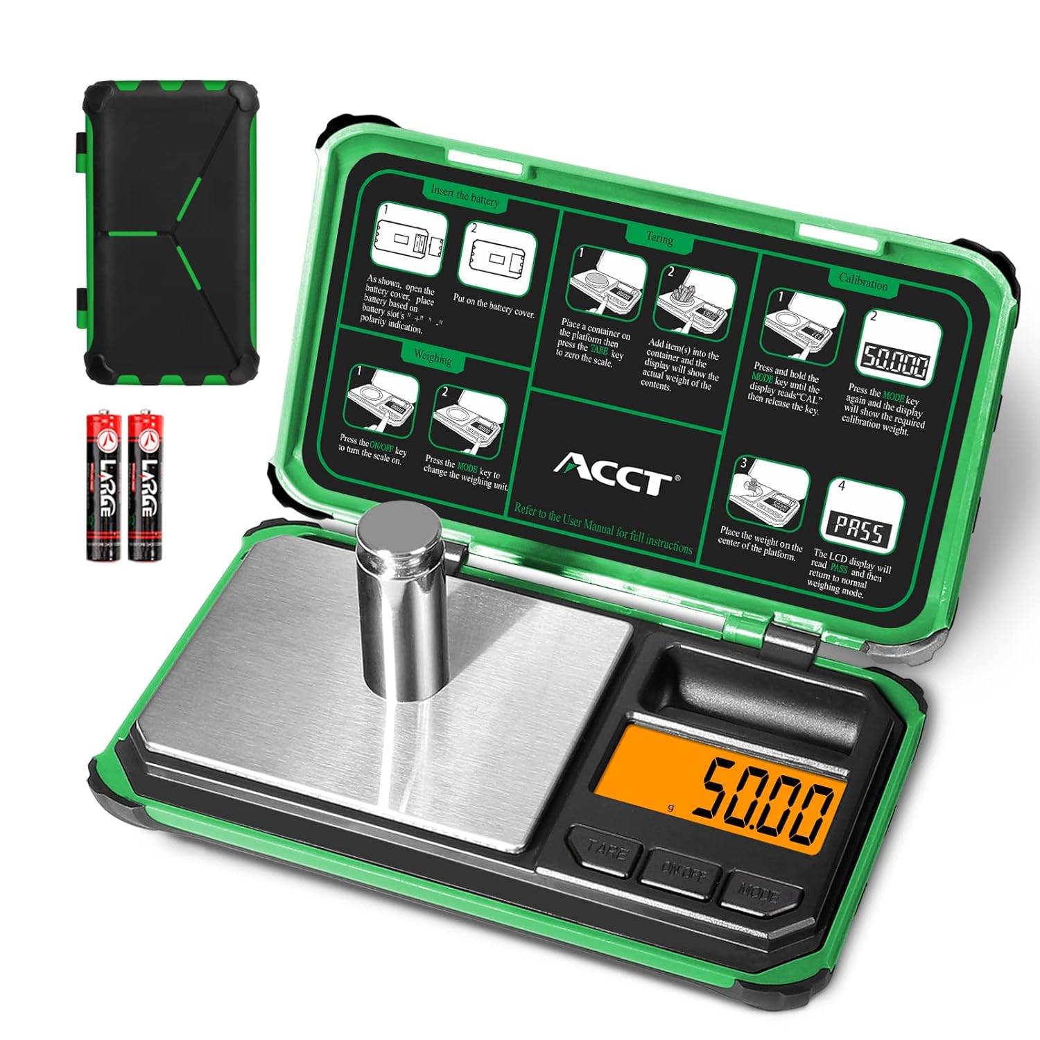 ACCT Báscula de bolsillo de precisión, 7.05 oz x 0.00 oz, báscula digital de alimentos con pantalla LCD, conversión de un solo clic, 6 unidades,