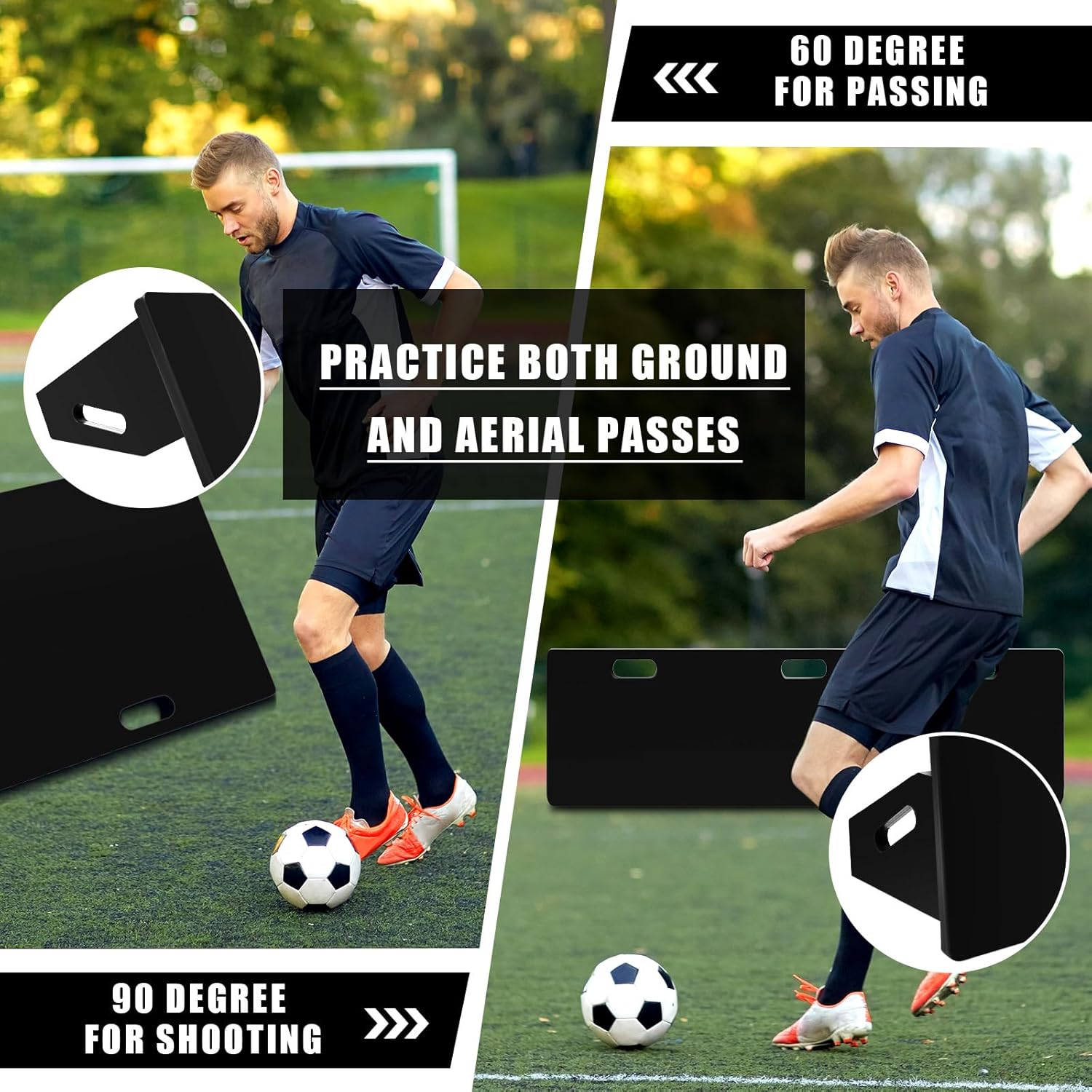 Deekin Rebotador de fútbol con 2 ángulos de 45 x 10 pulgadas, plegable, para entrenamiento de fútbol y práctica de tiro