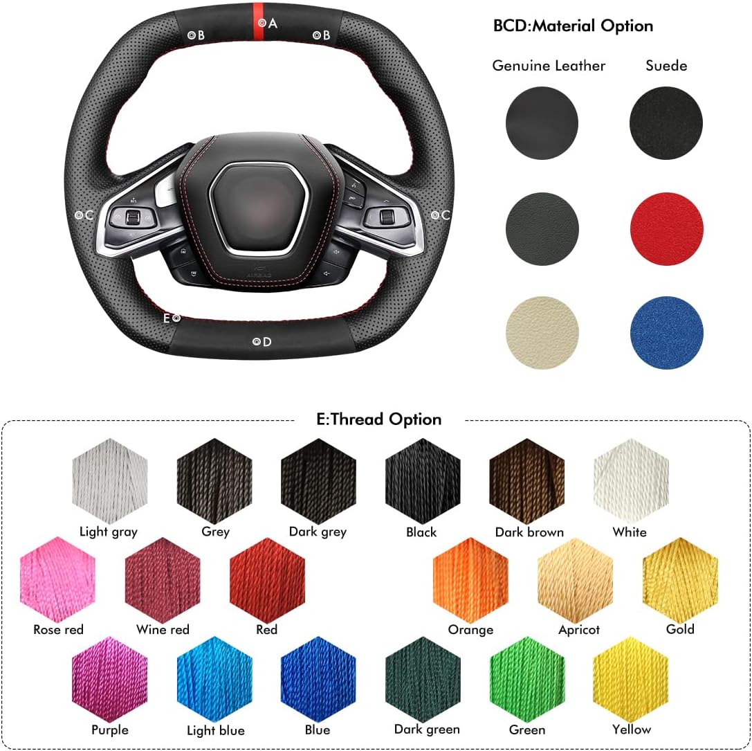 MEWANT Fundas para volante de automóvil para Chevrolet Corvette (C8) 2020-2023 Z06 para Corvette Stingray cosido a mano