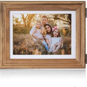 Tamolus 3 portarretratos verticales horizontales de madera con bisagras de 4 x 6 pulgadas y 5 x 7 pulgadas, triple plegable, decoración del hogar Tamolus 3 portarretratos verticales horizontales de madera con bisagras de 4 x 6 pulgadas y 5 x 7 pulgadas, triple plegable, decoración del hogar