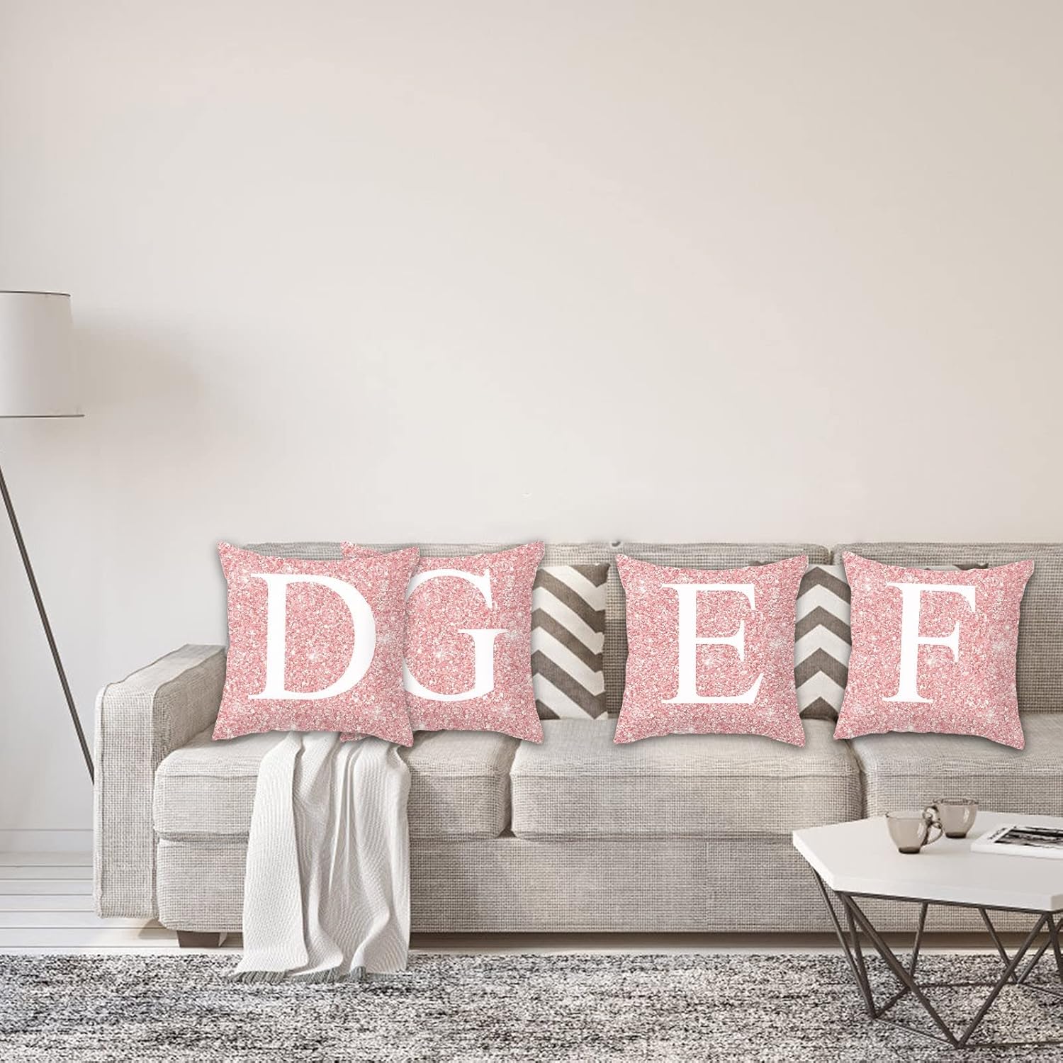 Fundas de almohada con monograma de la letra B, decoración de Navidad, cojín de letras del alfabeto inglés, fundas de almohada rosas para sala de