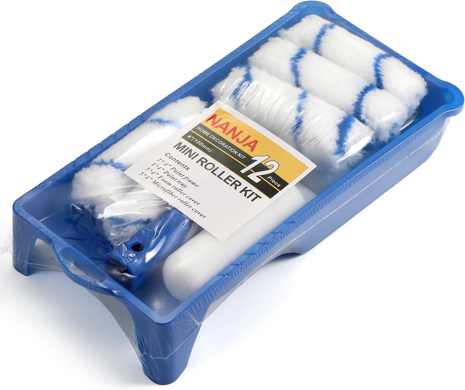 Kit de rodillos de pintura de espuma, juego de bandeja de pintura pequeña con recambios de mini rodillo de espuma de alta densidad, marco de