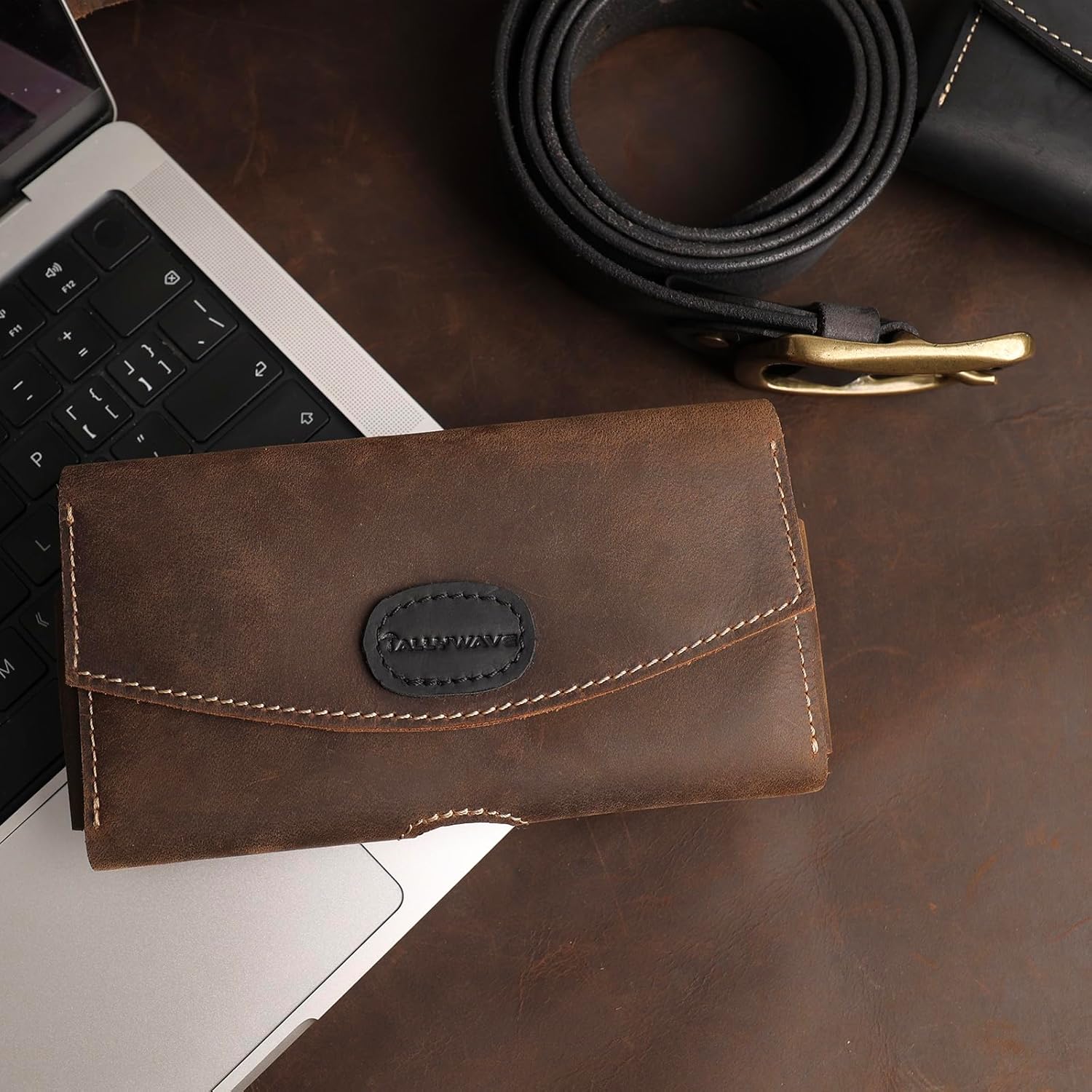 Funda de cuero para teléfono, clip para cinturón, doble bolsillos, bolsa para teléfono celular, tarjetas y efectivo, cierre magnético, funda para