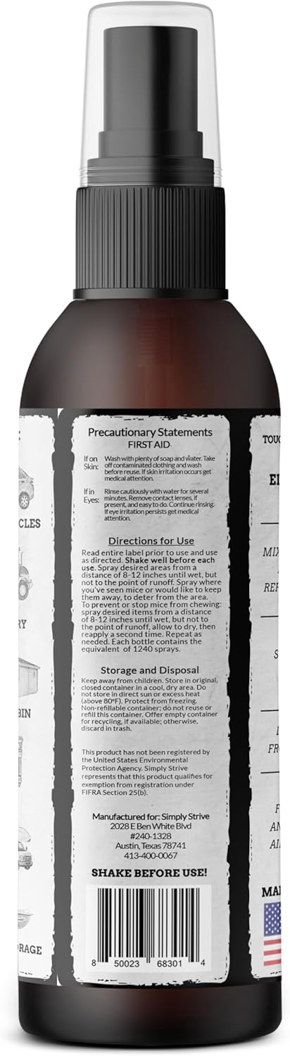 Tougher Than Tom Aerosol repelente de ratones, paquete de 3, 8 onzas líquidas de aceite de canela y menta prémium en aerosol para roedores,