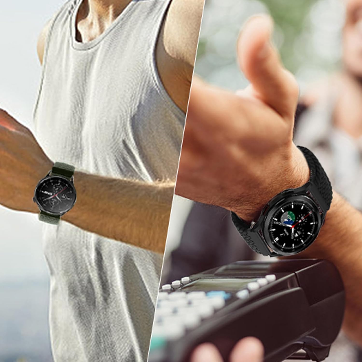 Mazoft Correa deportiva trenzada compatible con Samsung Galaxy Watch Band 6543 y Watch 5 Pro y 64 Classic & Gear S3S2, correa de reloj de 0.787 in y