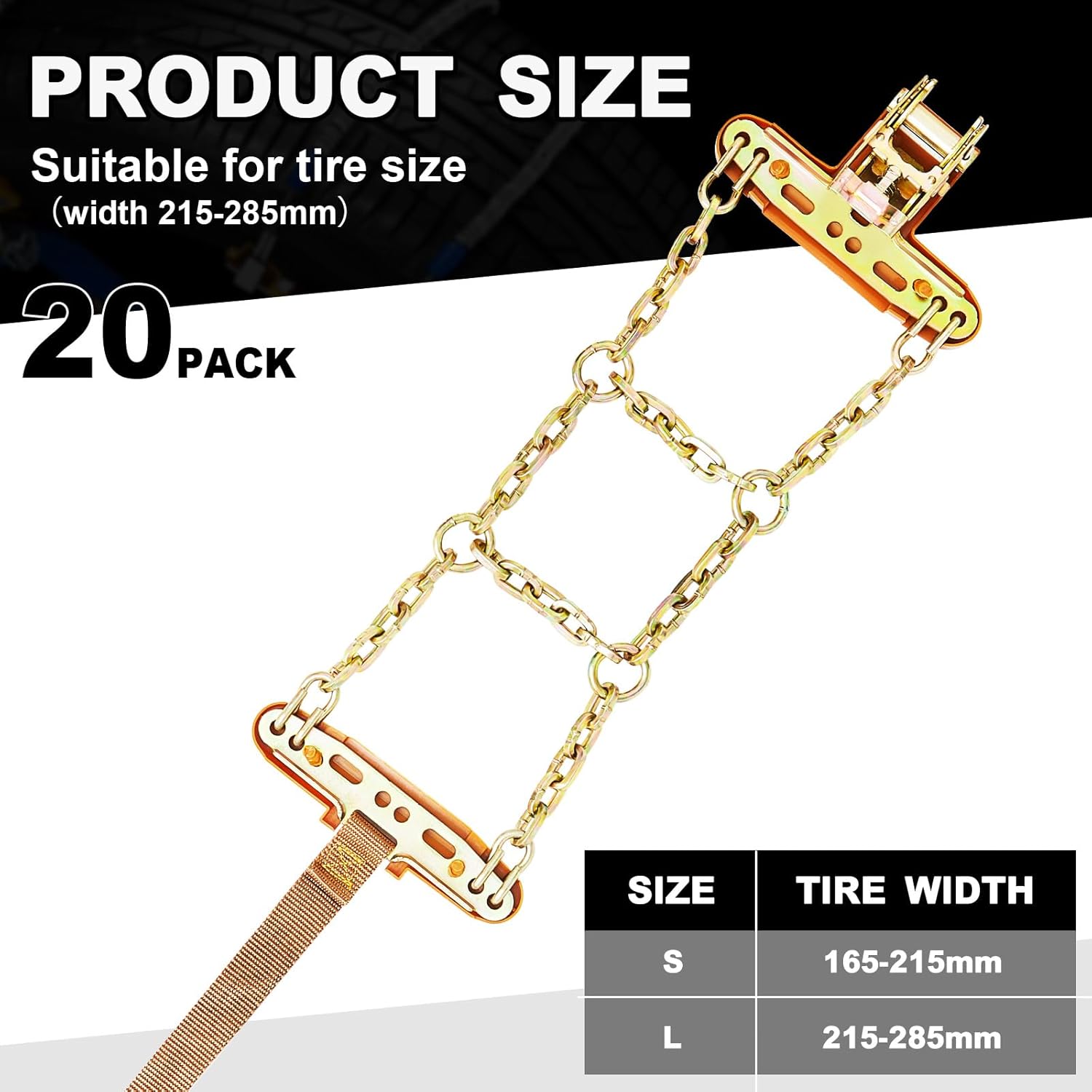Datanly Cadenas de nieve ajustables para neumáticos para SUV, camioneta, ajuste rápido, cadenas de neumáticos de fácil instalación, cadenas gruesas
