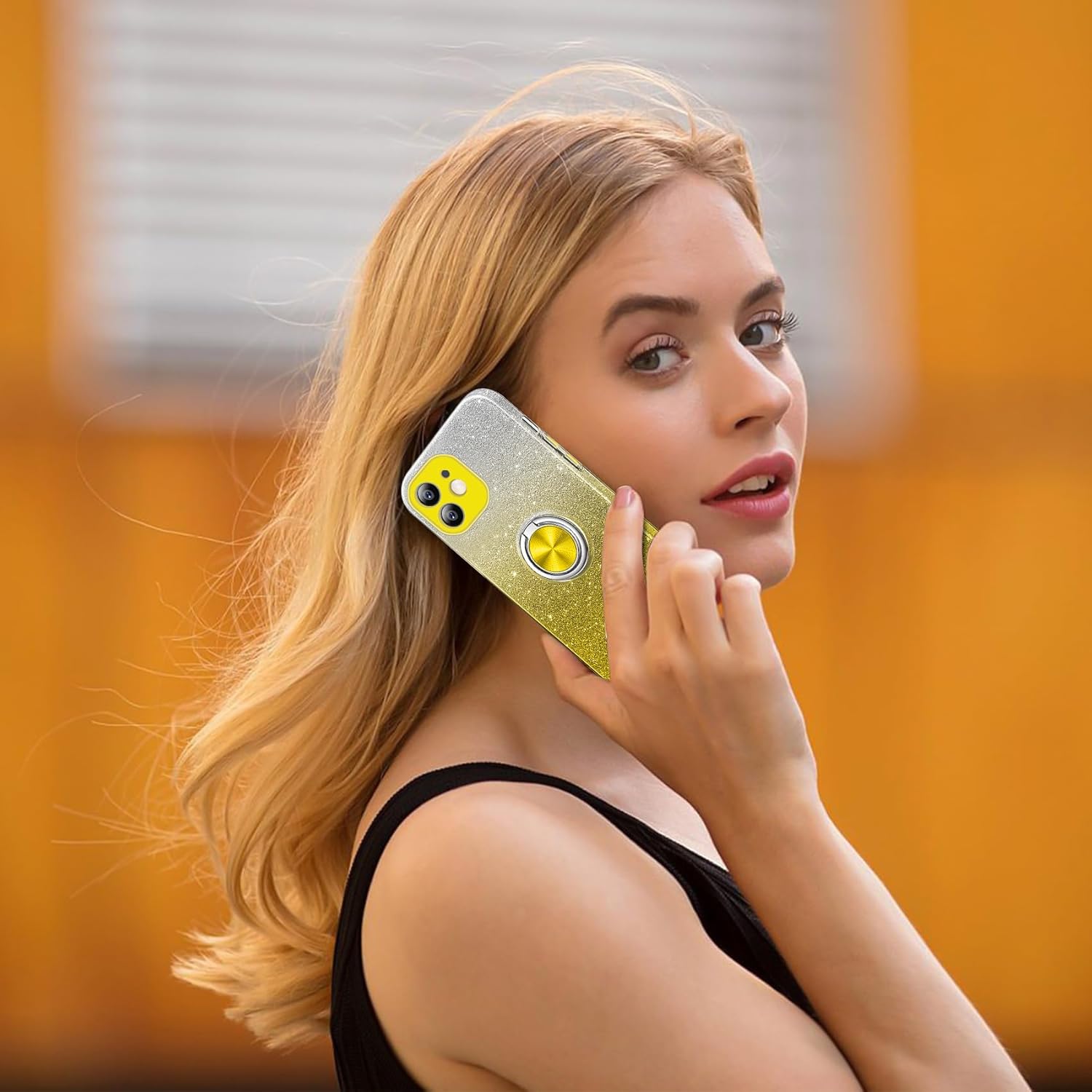 JUNAUTTB Funda para iPhone 11 con soporte magnético, purpurina brillante, para niñas y mujeres, funda de TPU y funda protectora de policarbonato