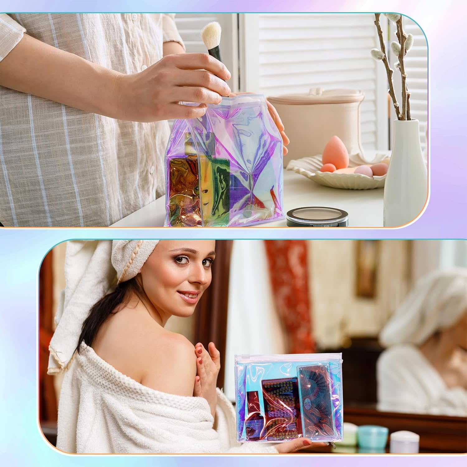Xuniea 50 bolsas de maquillaje transparentes pequeñas de PVC, bolsa organizadora de cosméticos de plástico con cremallera para mujeres y hombres,