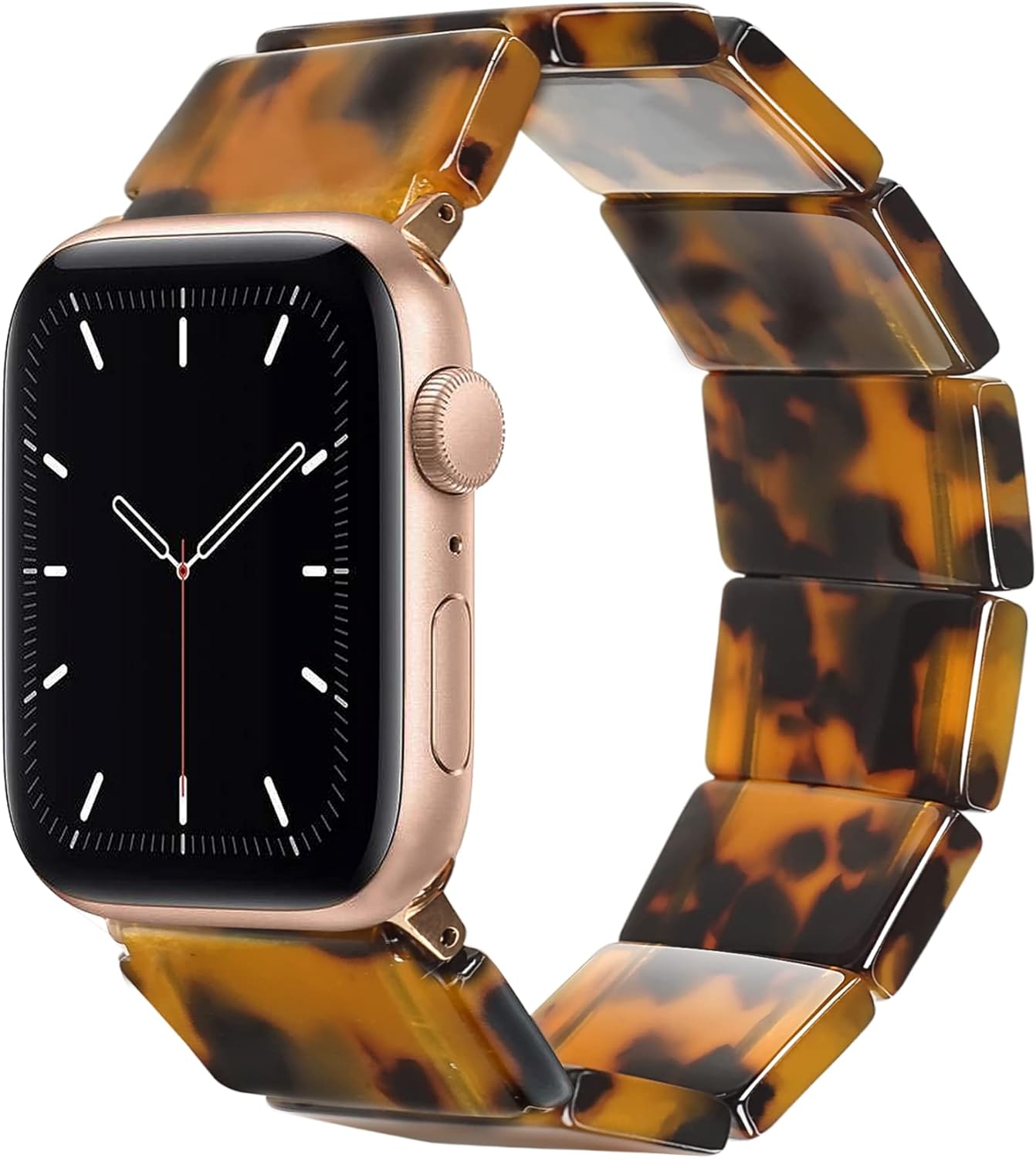 Heesch Correa de reloj de resina elástica mejorada compatible con Apple Watch para mujeres, hombres, correa de reloj de moda con concha de tortuga,
