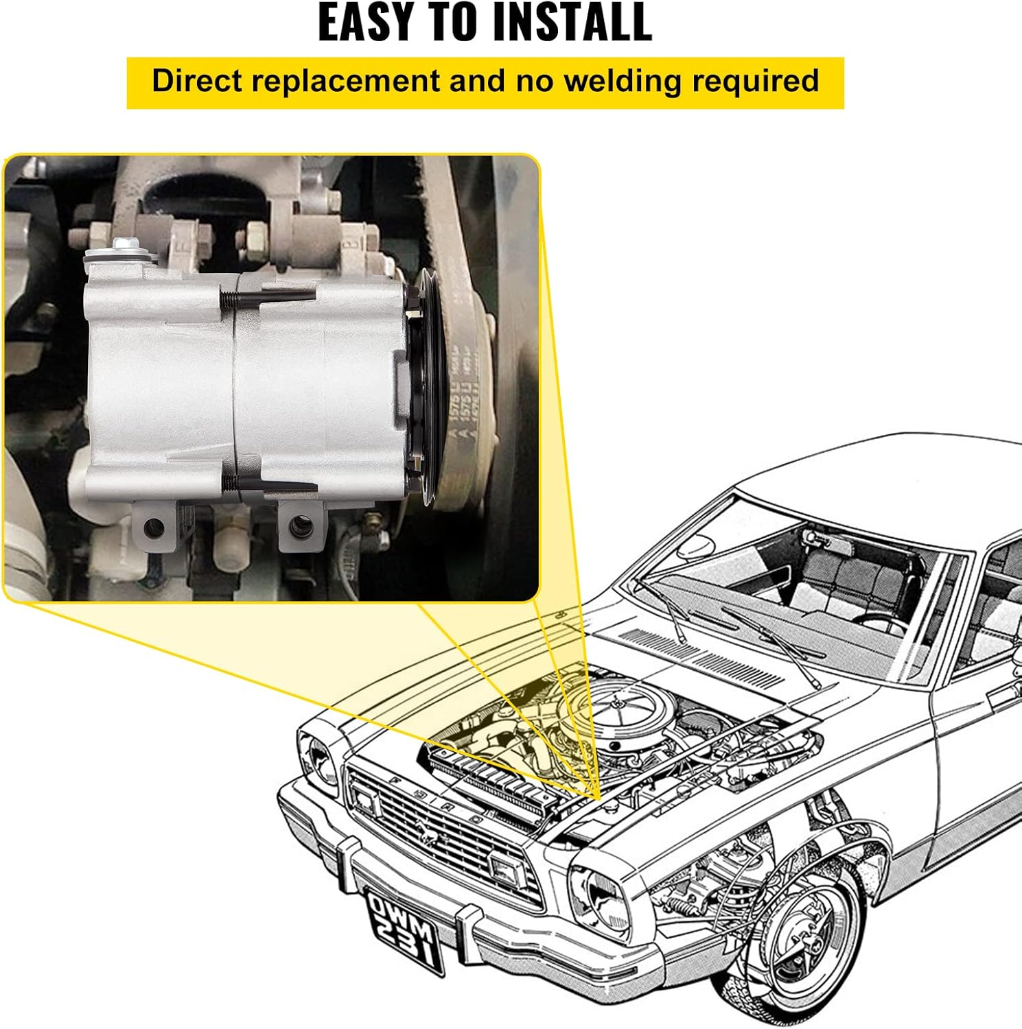 Mophorn CO 101290C (4L3Z19703AB) Compresor de aire acondicionado universal para 93-07 Lincoln Mercury Thunderbird F150 4.2L 4.6L 5.4L 6.8L FS10 AC