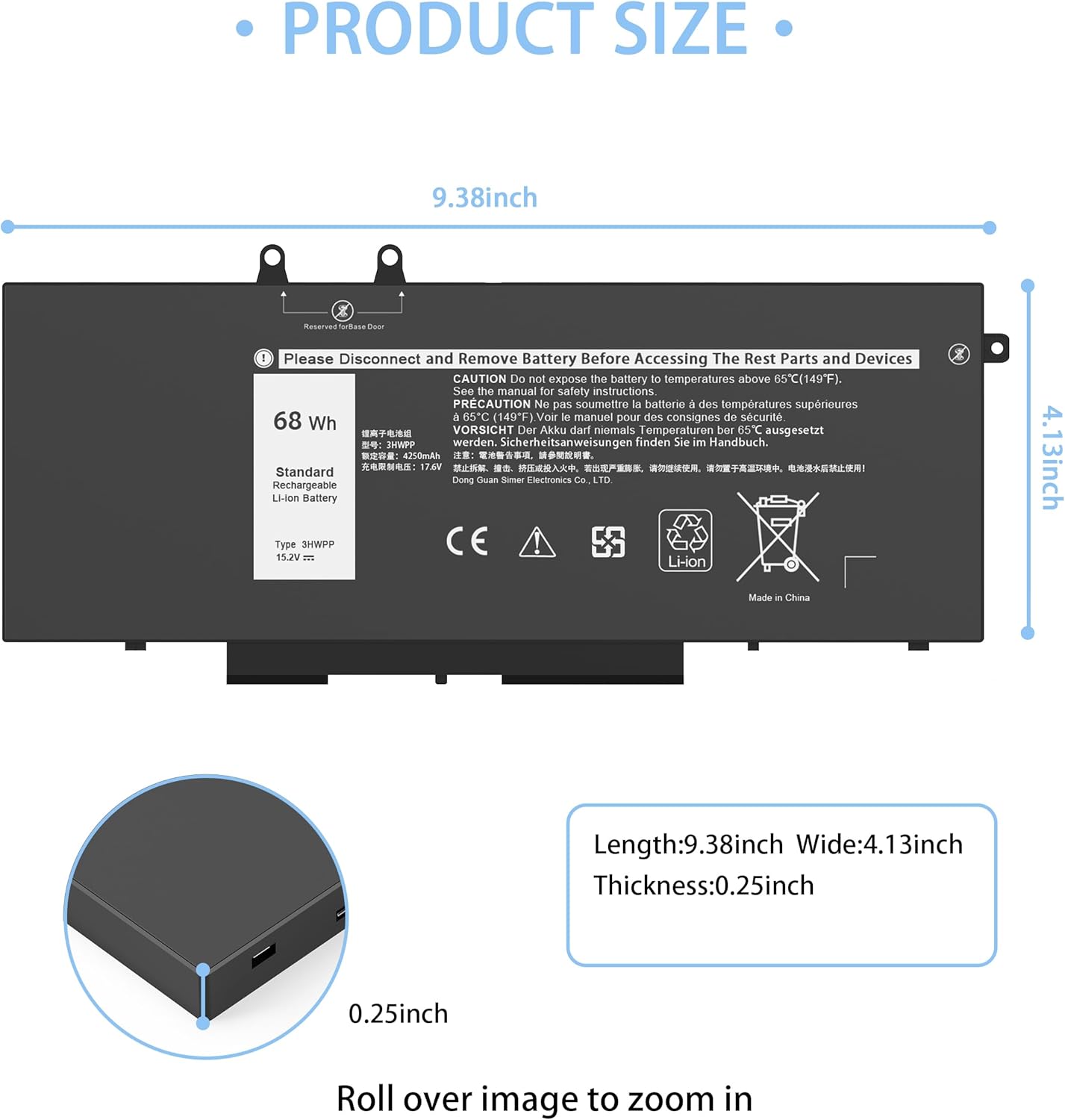 Batería de repuesto para laptop Inspiron 7706 2 en 1, 17 75007506 2 en 1, color negro Dell Latitude 5401 5410 5411 5501 5510 5511 Precision 3541