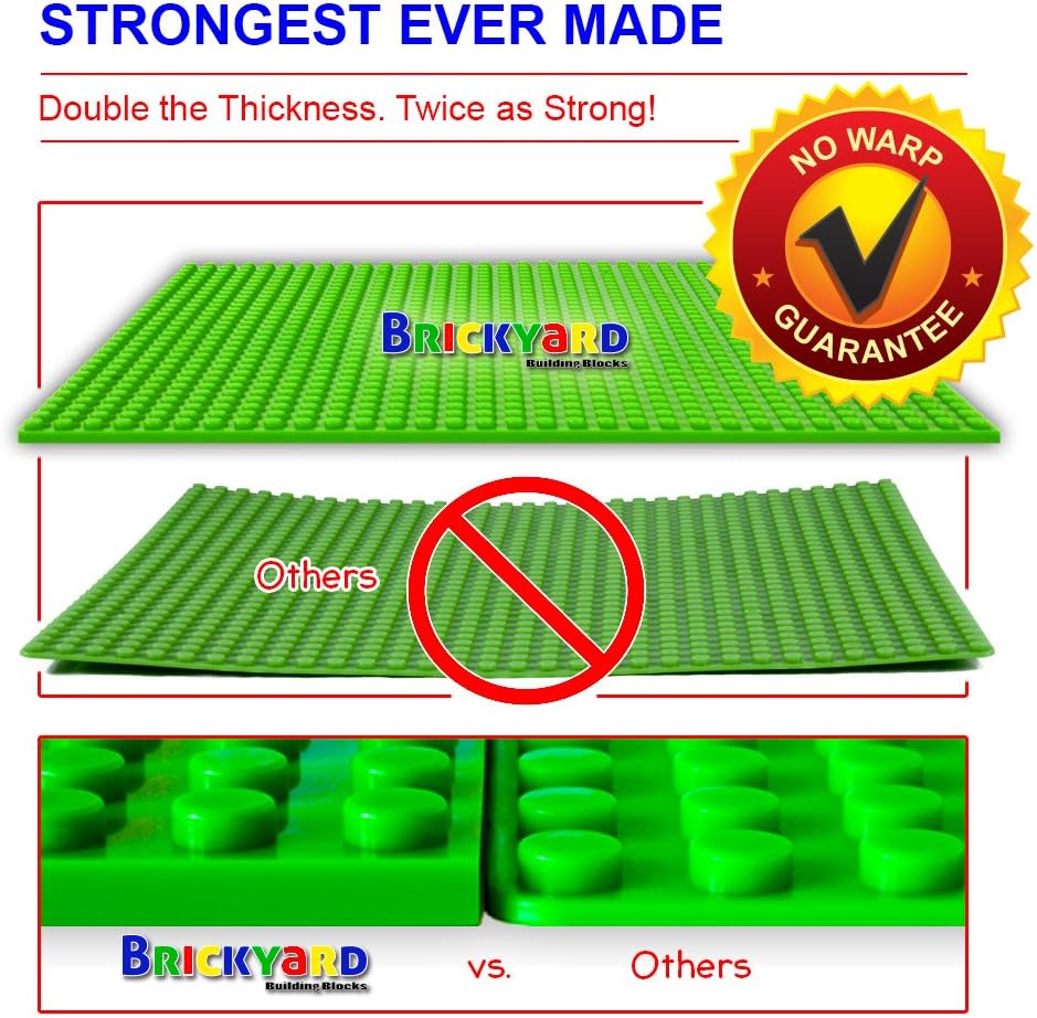 Brickyard Building Blocks Lego – Placa base compatible  Paquete de 8 placas base grandes de 10 x 10 pulgadas para ladrillos de juguete, actividades