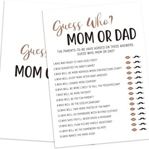 BEUFSE Adivina quién mamá o papá juego de adivinanzas, juego de 25 tarjetas, juego de baby shower para niña o niño, fiesta de revelación de género, BEUFSE Adivina quién mamá o papá juego de adivinanzas, juego de 25 tarjetas, juego de baby shower para niña o niño, fiesta de revelación de género,