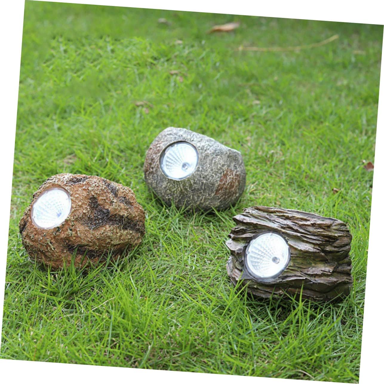 GANAZONO 2 unids Lámpara de piedra solar Luz decorativa Rock Spot Luz Jardín Luz Solar Césped Luz Acera Luces de tierra al aire libre Proyector LED