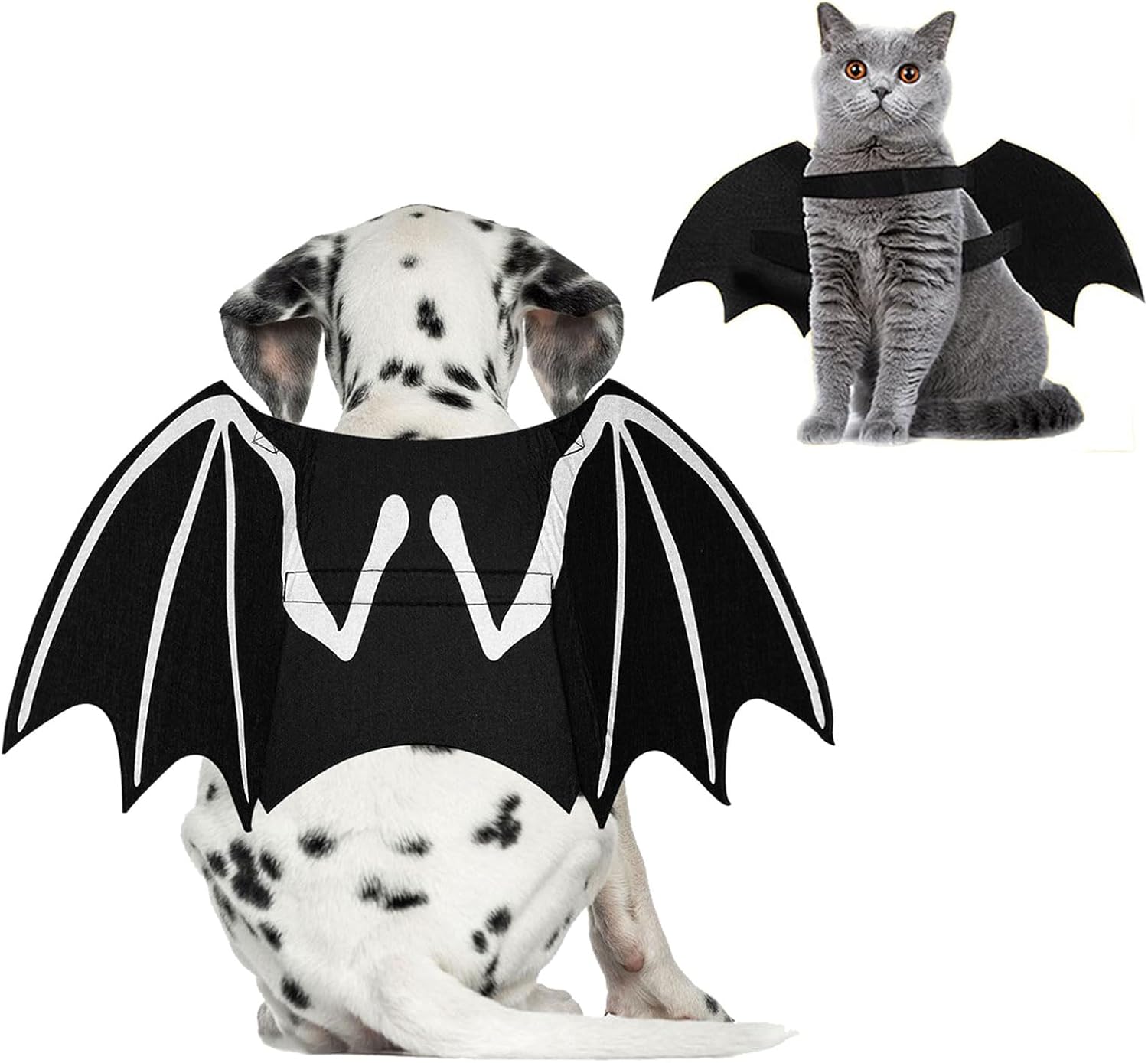 ZIRURUTON Disfraz de Halloween para perro, disfraz genial para mascota, alas de murciélago luminosas, disfraz de cosplay para fiesta temática de