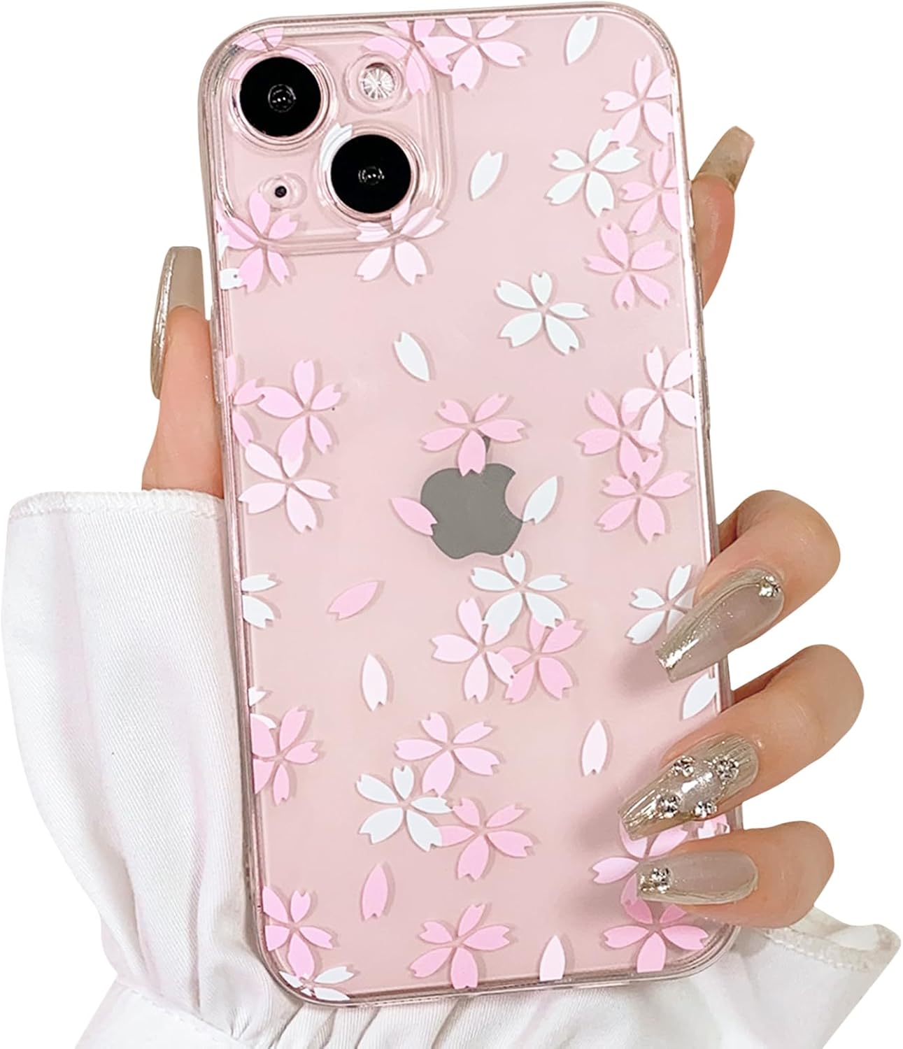 Funda compatible con iPhone 13, bonito diseño floral transparente para niñas y mujeres, TPU suave a prueba de golpes, protector femenino para iPhone