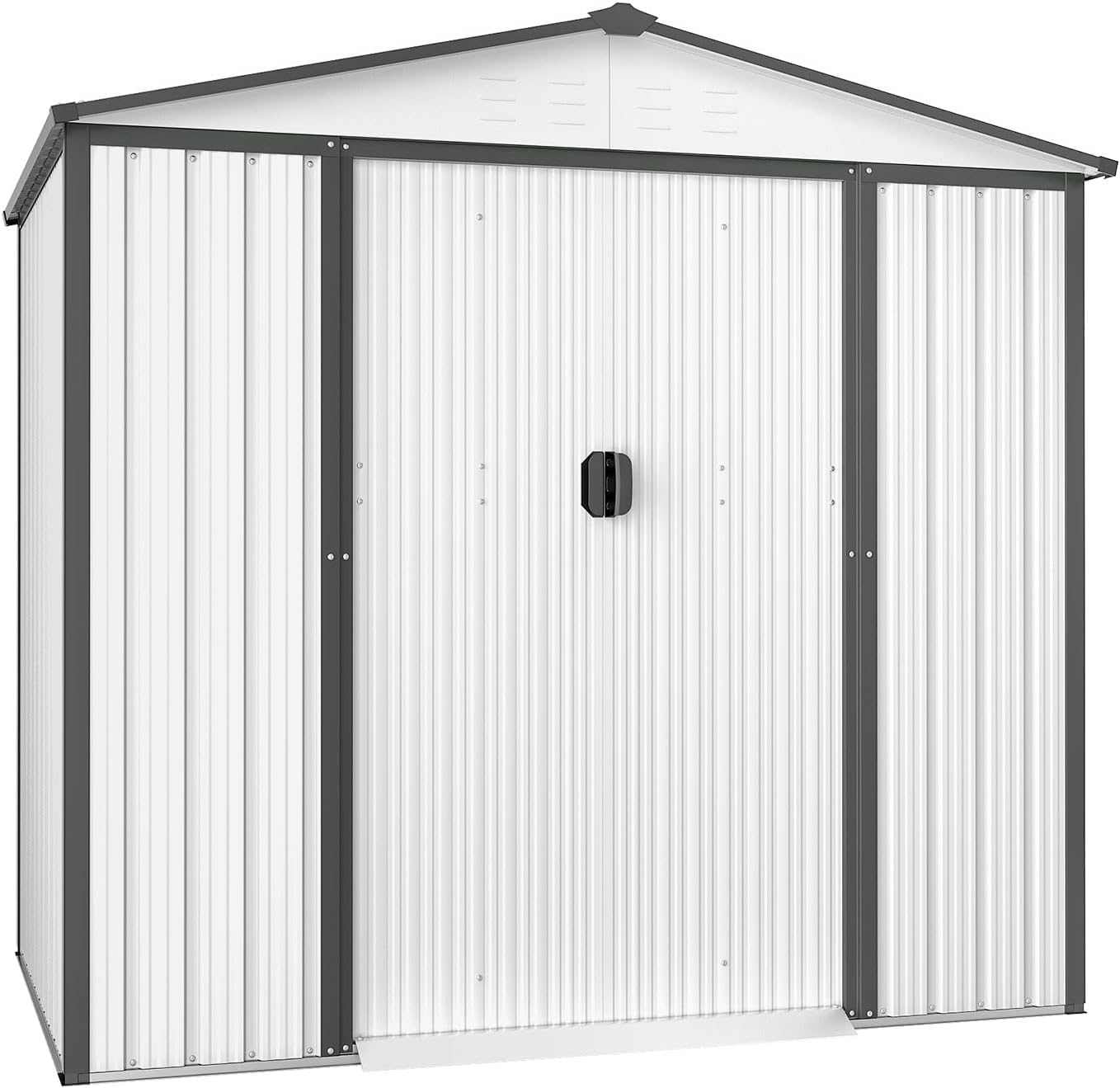 SUNCROWN Cobertizo de almacenamiento de jardín al aire libre, herramienta de almacenamiento de patio trasero de 4 x 6 pies con puerta corredera para