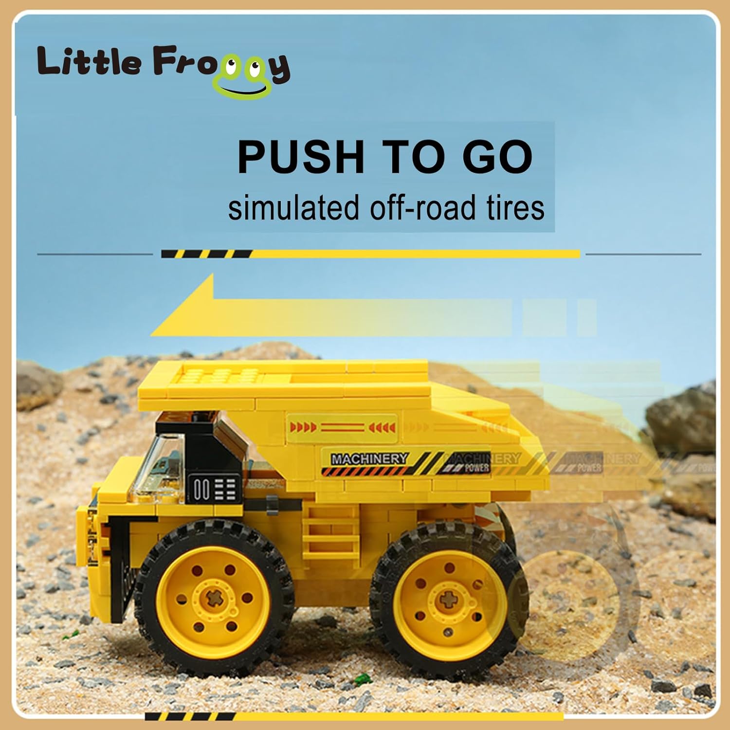 LITTLE FROGGY Vehículo de construcción urbano 3 en 1 con excavadora de ingeniería, cargador de camión volquete compatible con bloques Lego para
