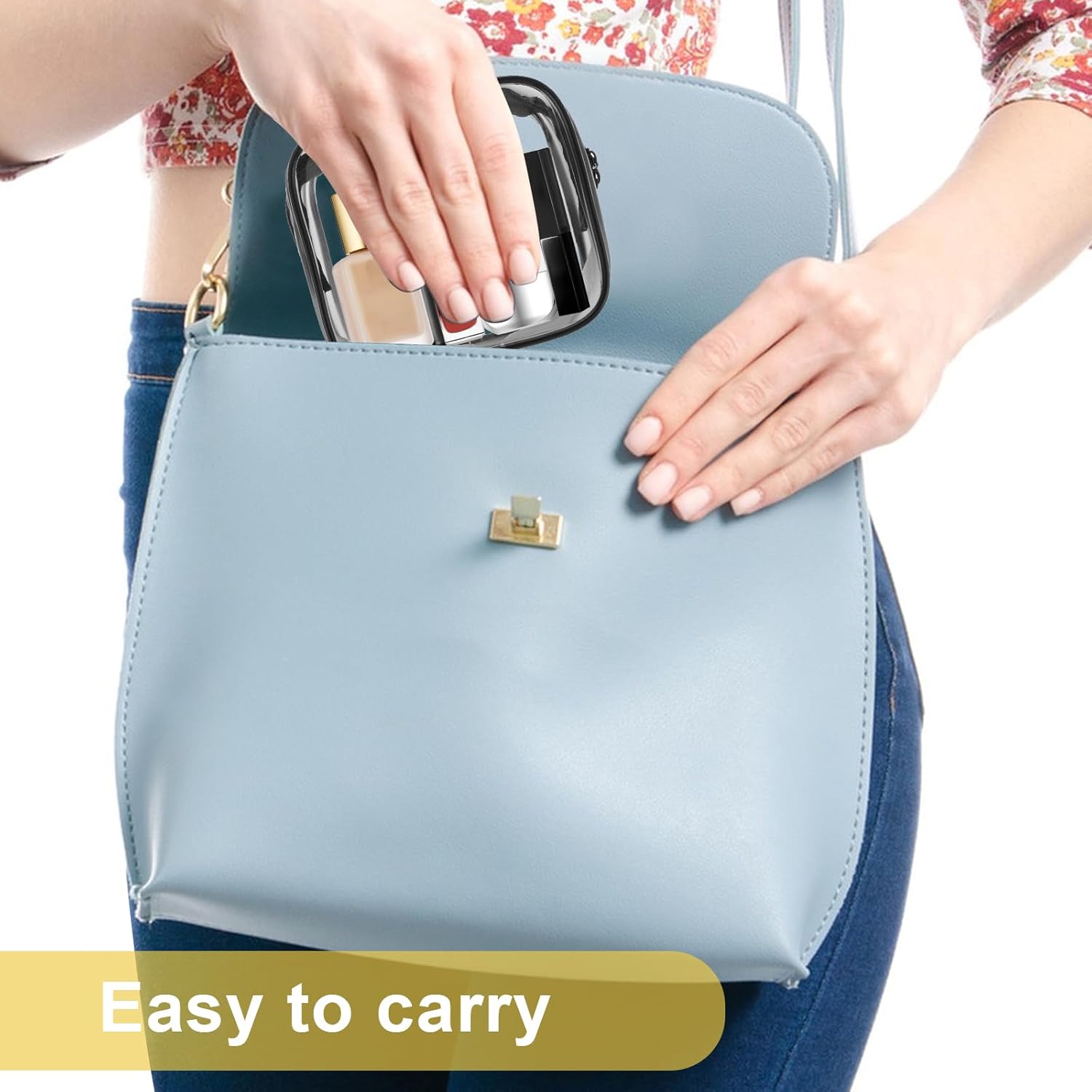 DIVINA VITAE Paquete de 2 pequeñas bolsas de maquillaje transparentes con cremallera, bolsa de aseo aprobada por la TSA, bolsa de cosméticos de