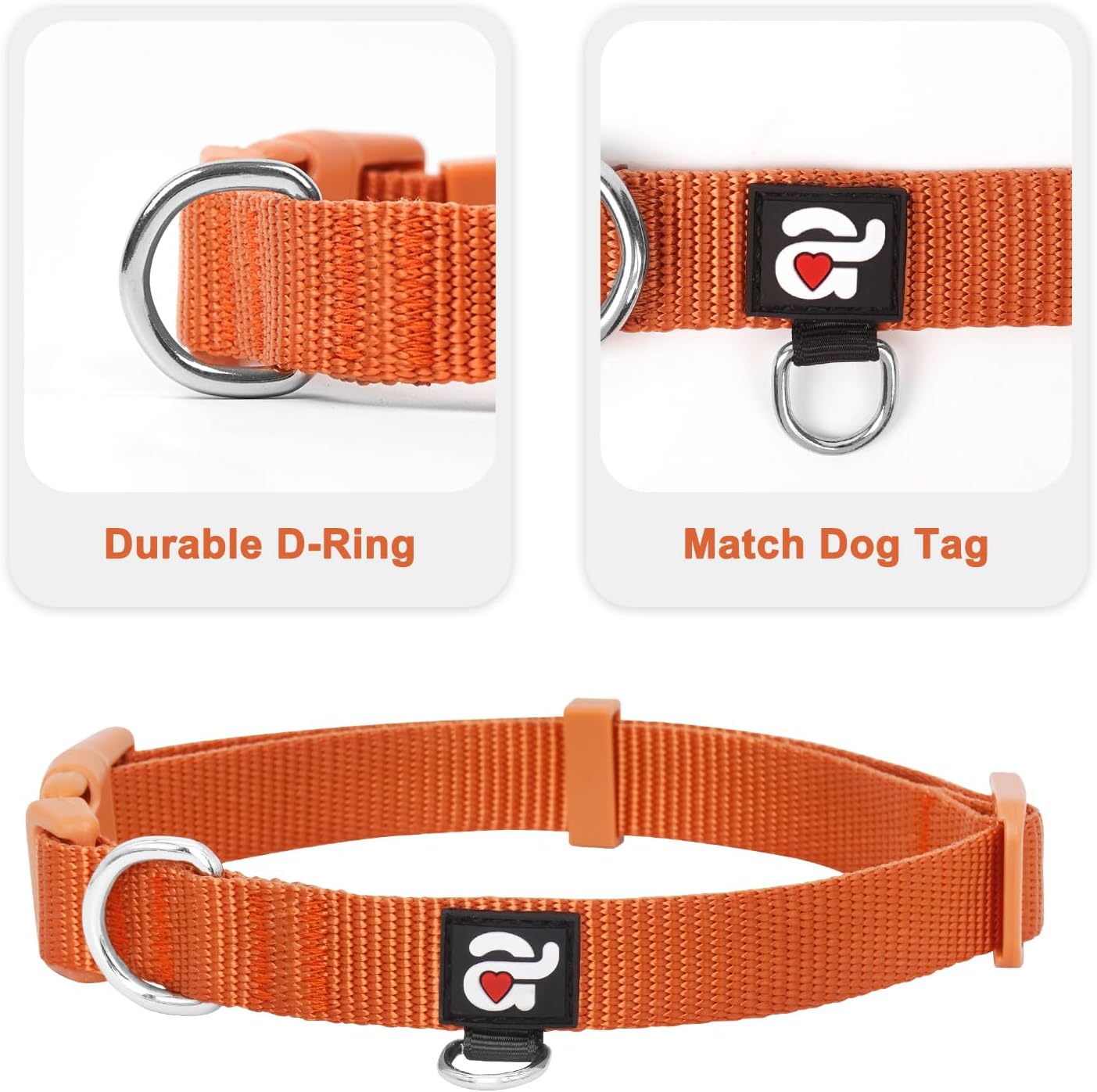 azuza Paquete de 3 collares de otoño para perros, cómodos y ajustables, de nailon, para perros pequeños, S (11-16 pulgadas), amarillo jengibre,