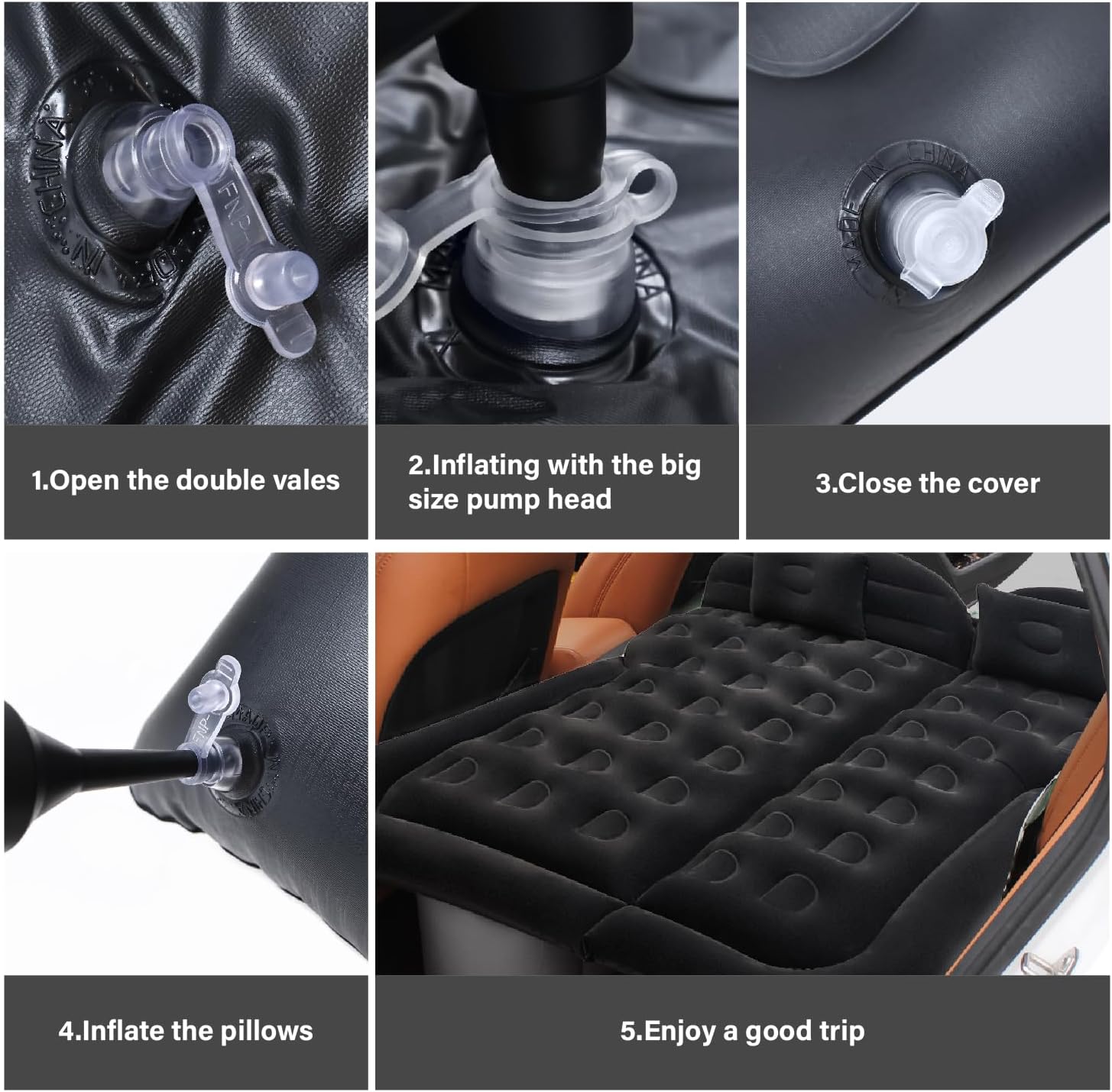 NovelBee Colchón de aire SUV asiento trasero inflable cama de coche colchón de camping, colchón portátil para dormir para el hogar viajes camping