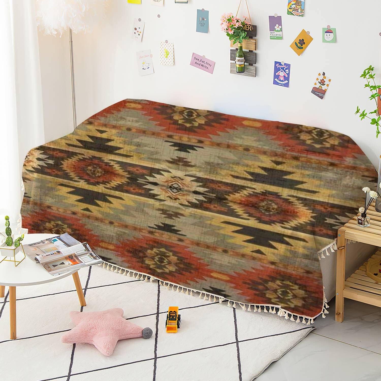 FUIENCFKE Funda de sofá Navajo geométrica sin costuras con estampado étnico nativo americano del suroeste, funda de sofá, toalla, lavable, mantas,