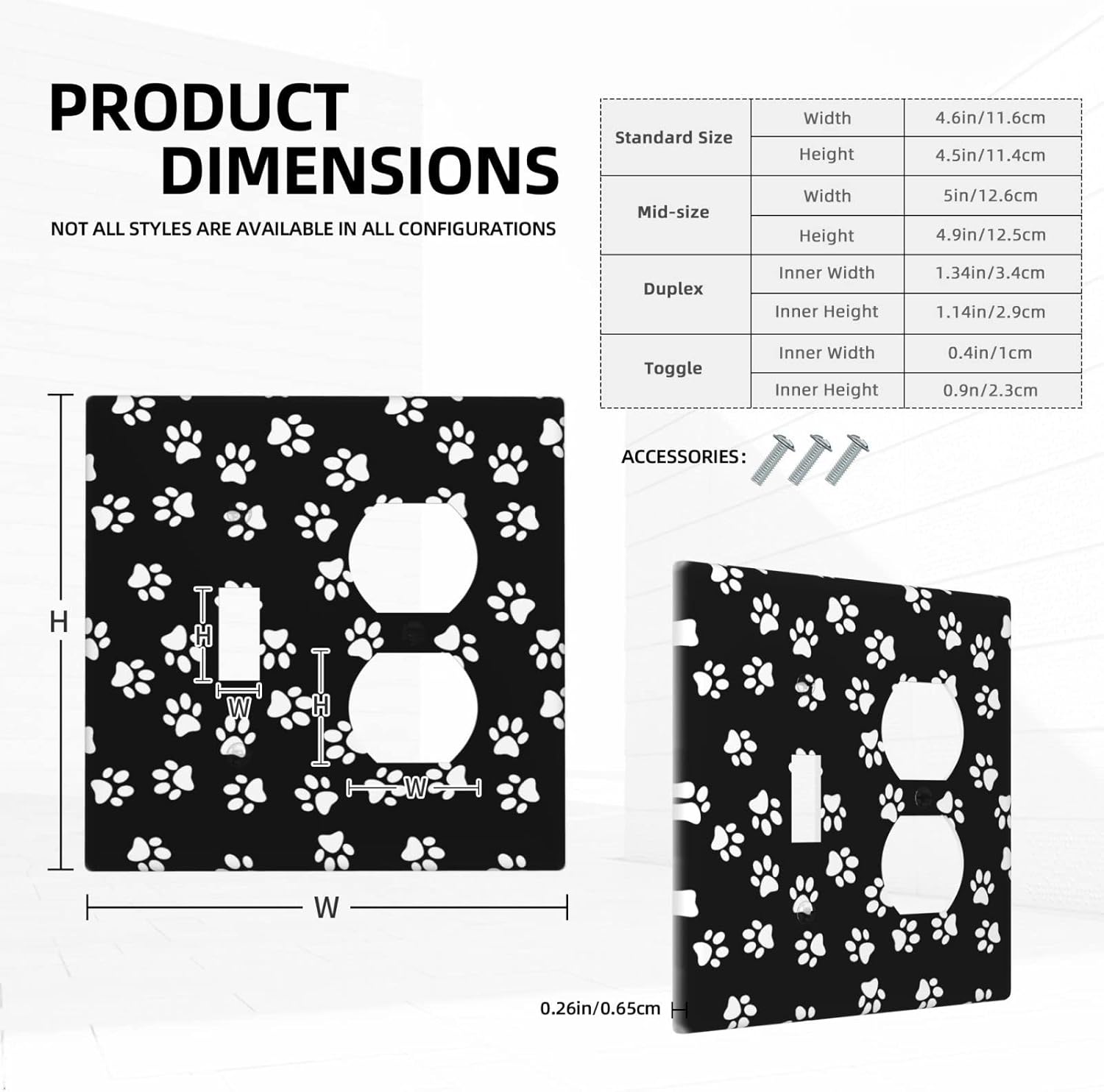 Placa decorativa de plástico decorativo con estampado de patas de animales de perro, 2 bandas, placas de pared para decoración de dormitorio, baño,