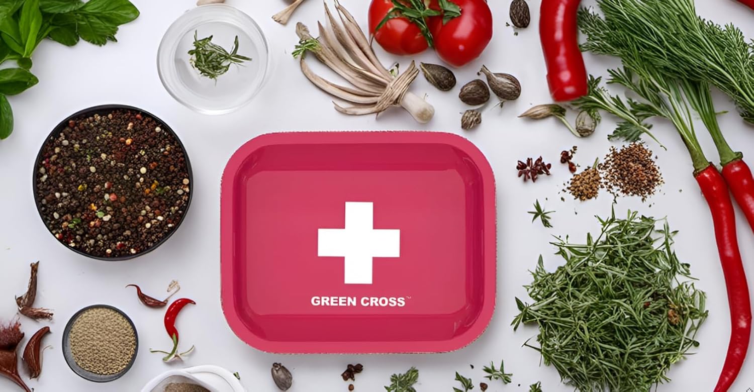 GREEN CROSS Bandeja rodante rosa, bandeja de servir pequeña bandeja de metal para cocina, bordes curvos, superficie lisa, ideal para el hogar y