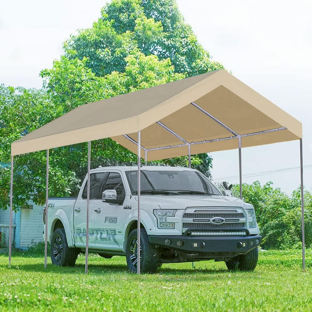 Rutile – Toldo de repuesto para cochera, de 12 x 20 pies, para cochera, con bolas de bungees, color beige (solo la cubierta superior, el marco no