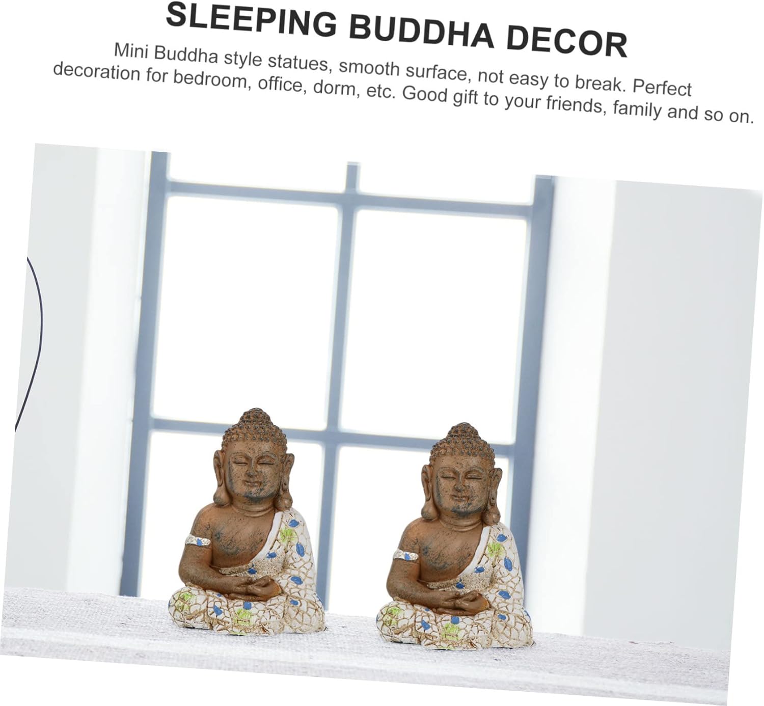 Garneck 2 pcs Buddha Statue Ornament Desktop feng Shui Statue Resting Buddha Sculpture decoraciones para salas de casa House Decorations for Home