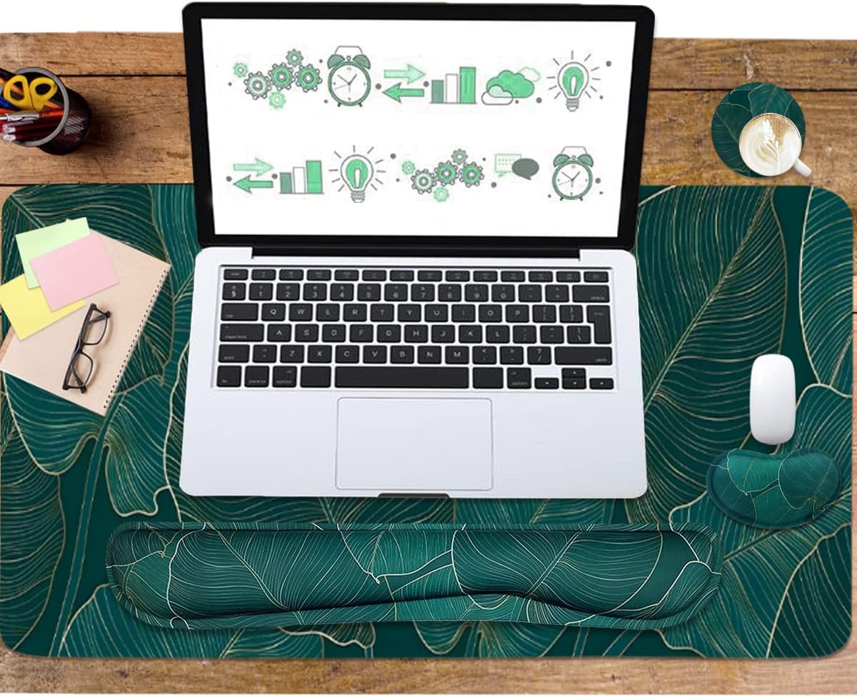 Alfombrilla ergonómica grande para mouse y reposamuñecas para teclado, almohadilla de escritorio para teclado y mouse, alfombrilla de mouse grande 4