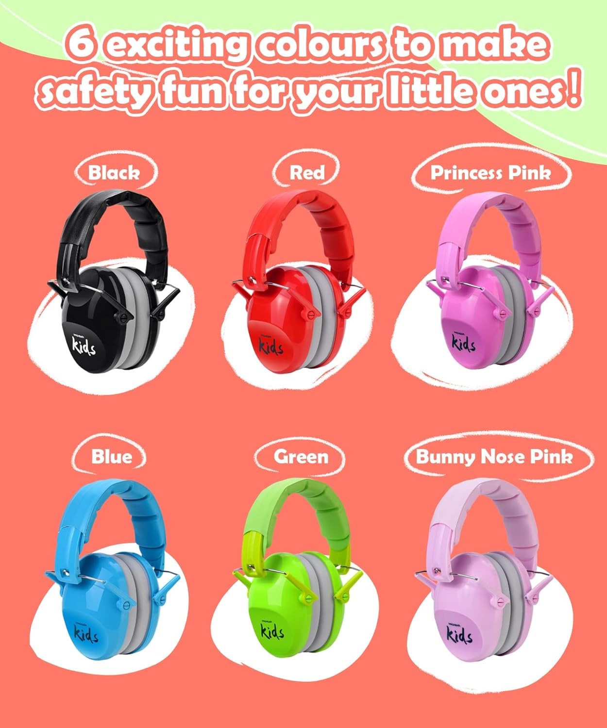 PROHEAR 032 2.0 Auriculares con cancelación de ruido para niños, reducción de ruido de 25 dB, orejeras sensoriales ajustables de protección de oídos