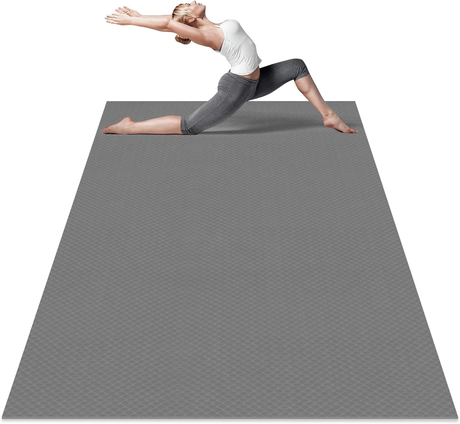 Odoland Esterilla de yoga grande para pilates, estiramiento, gimnasio en casa, extra gruesa antideslizante, alfombrilla de ejercicio extra ancha