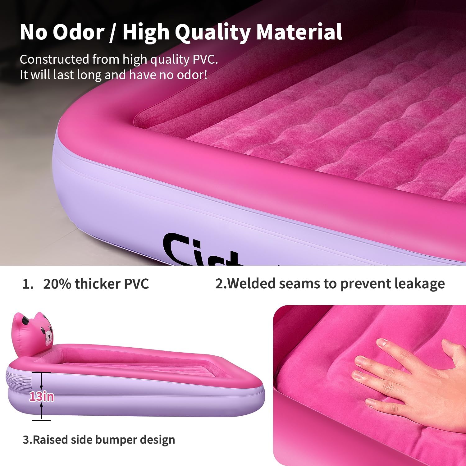 Cirtek – Cama de aire plegable para niños, cama de viaje para niños, colchón de aire para niños, cama de aire para niños, cama de viaje inflable,