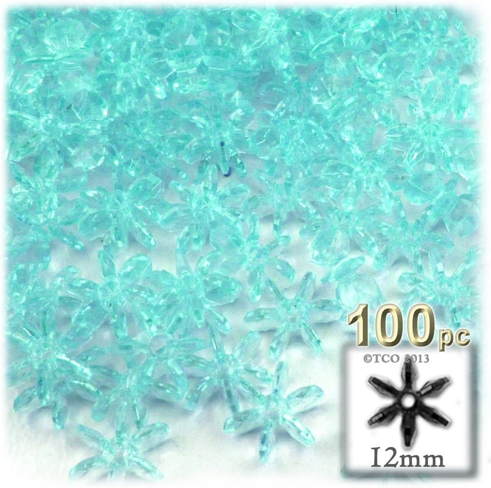 100pc facetado plástico transparente perlas Starflake 0.472 in azul claro