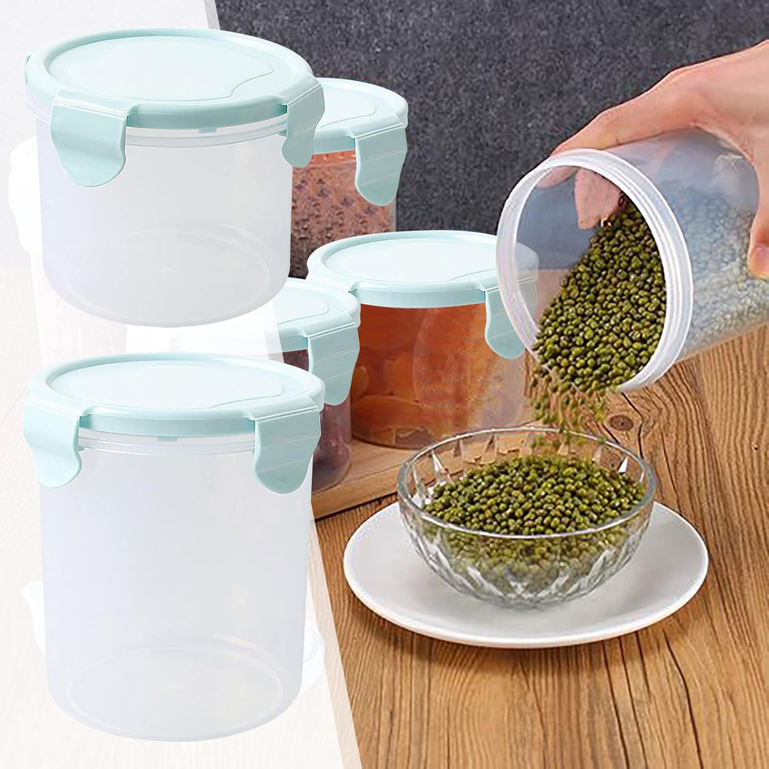 Contenedor hermético para almacenamiento de alimentos, contenedores sellados para cocina y despensa, organizador de plástico para azúcar, arroz,