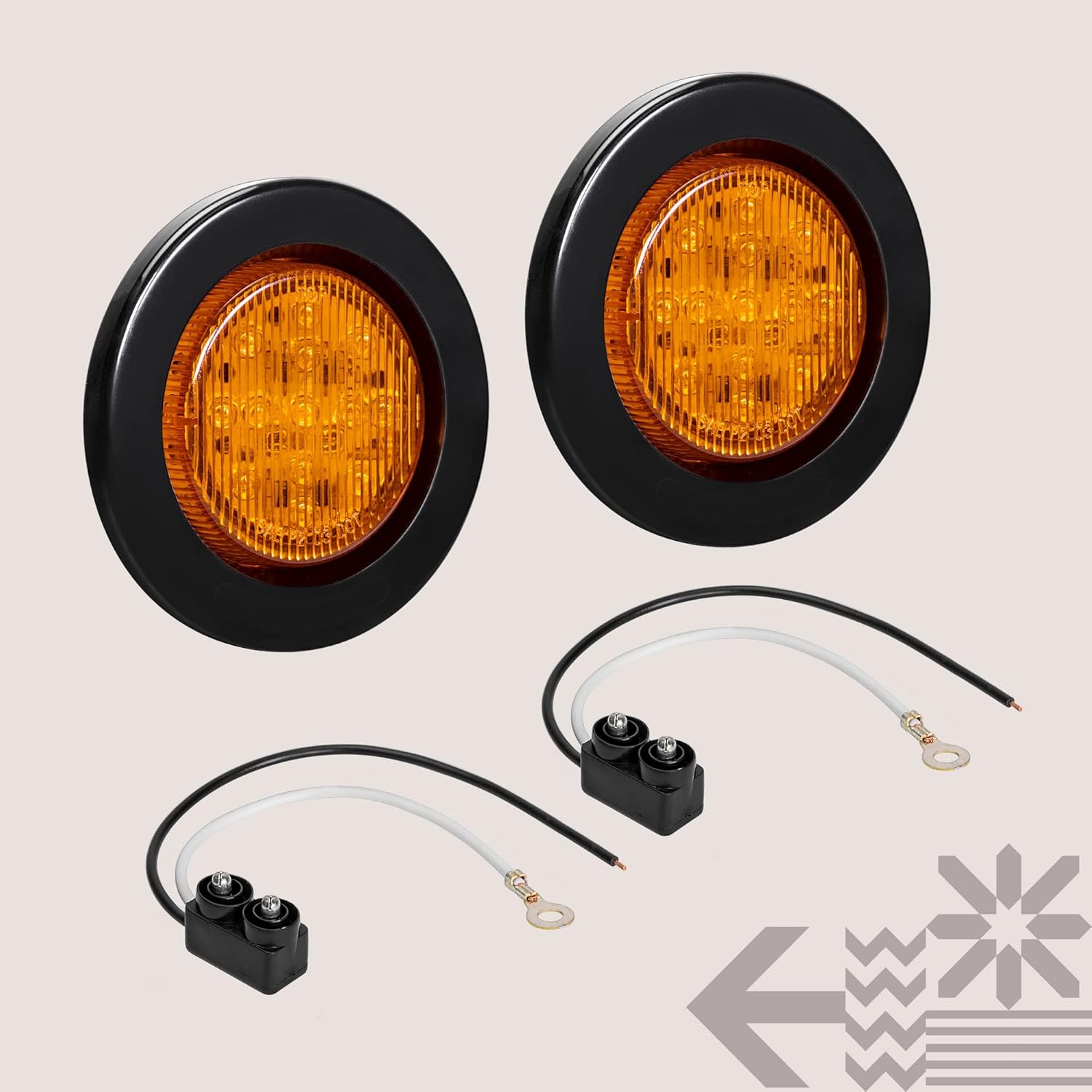 ONLINE LED STORE – Luces de delimitación lateral de 13 LED, redondas, de 6.35cm (padre)., Paquete de 2, Ambar