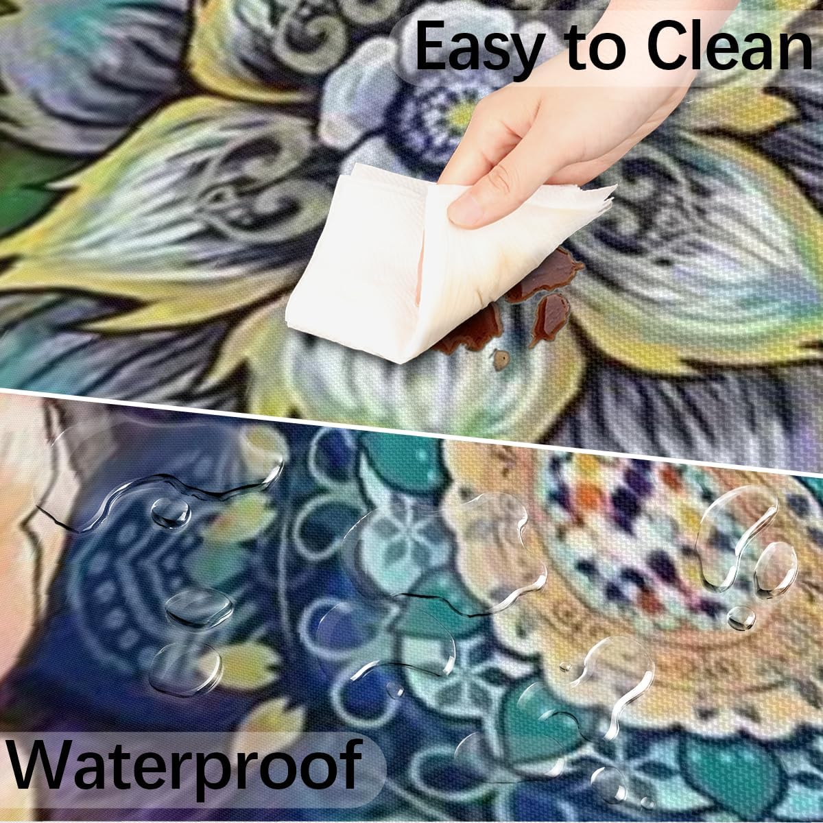 Mantel redondo para exteriores con agujero para paraguas, funda para mesa de patio con flores coloridas, impermeable, para fiestas y pícnics, apto