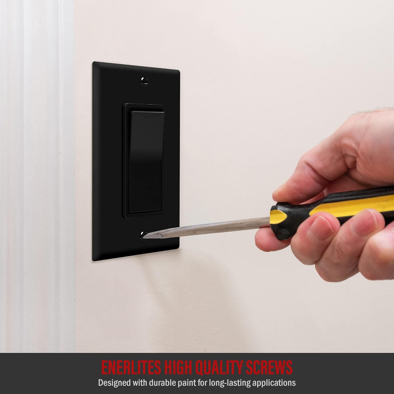 ENERLITES Tornillos de repuesto para placa de pared decorativa, tornillos de cabeza ovalada de 516 pulgadas de longitud, acabado brillante pintado,