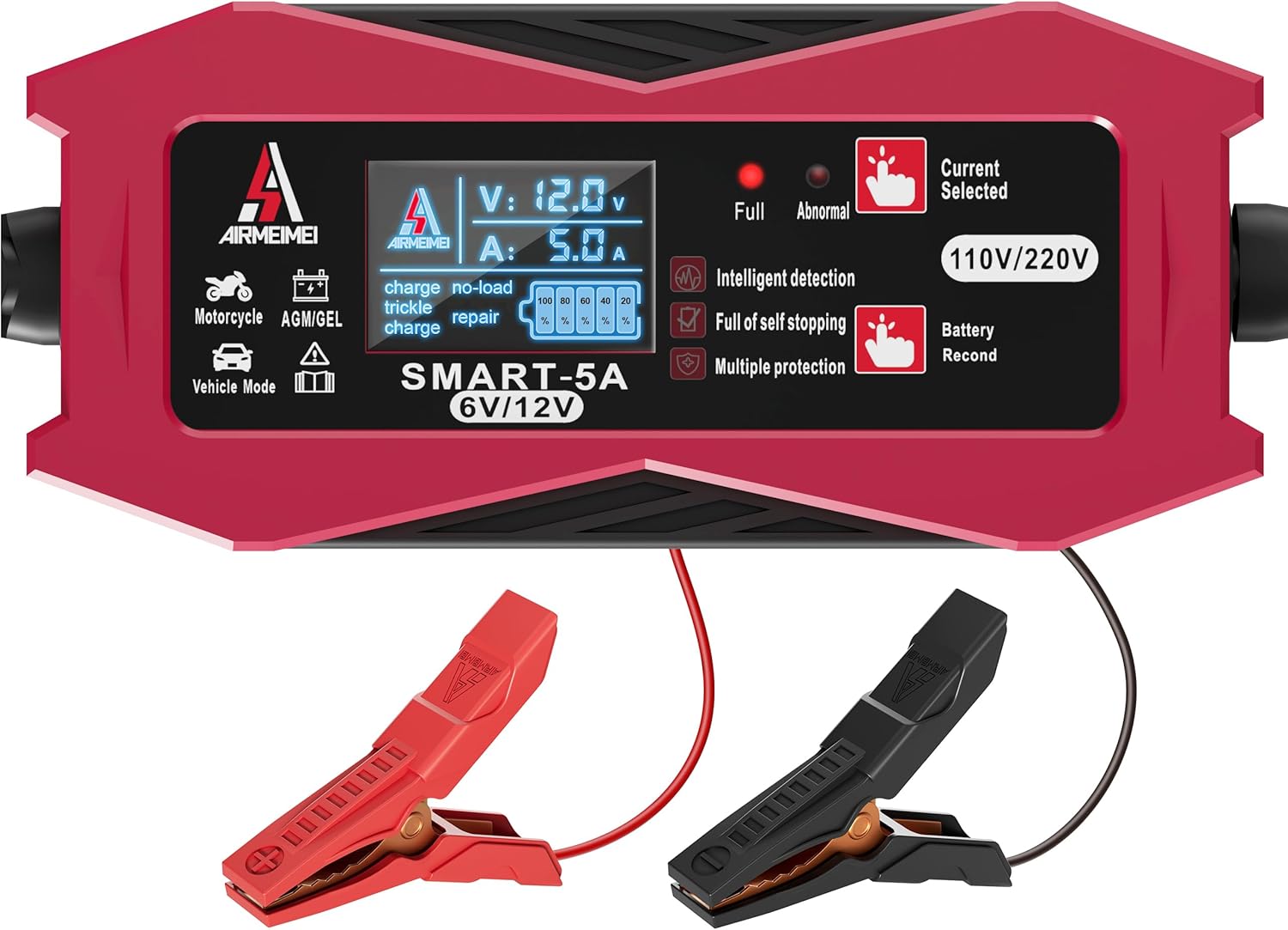 Cargador de batería de coche inteligente 3 IN1 1A2A5A, cargador de batería automotriz 6V12V, cargador de batería de doble voltaje 110V220V