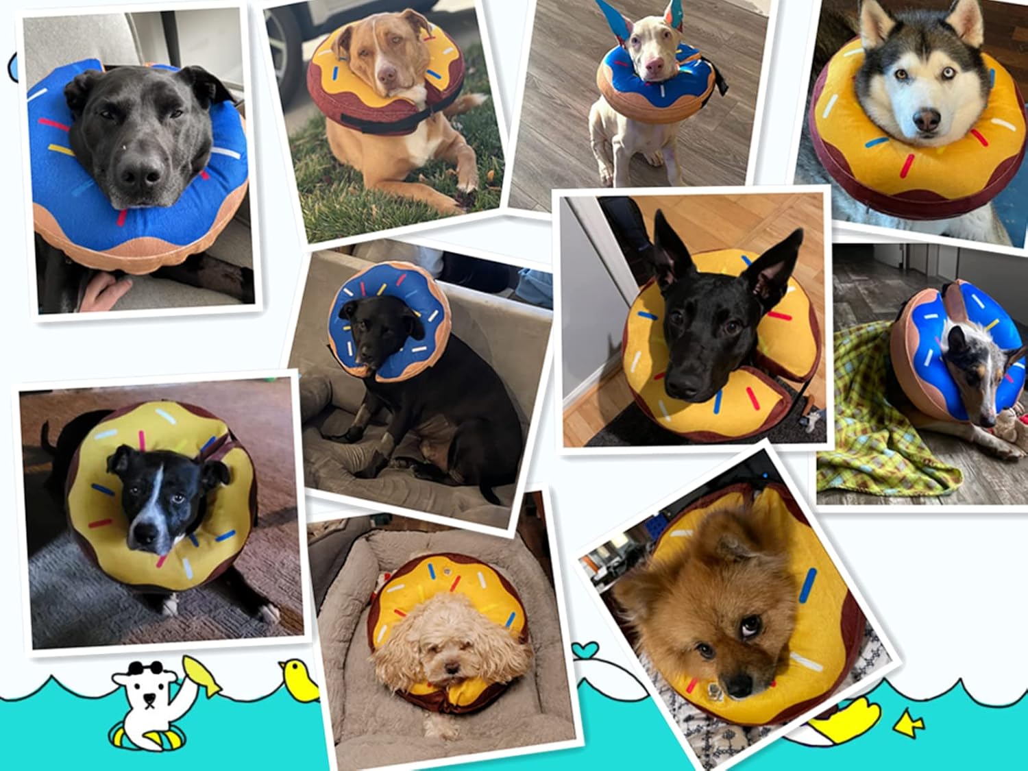 Collar inflable protector para perros y gatos, cono de mascota de recuperación suave, collar electrónico no impide la visión, azul, L