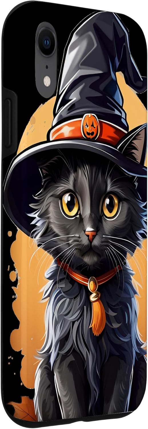 iPhone XR Helloween Cat with Witch Hat Case