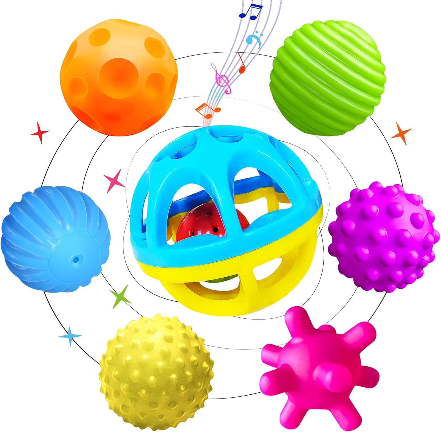 ROHSCE Pelotas sensoriales para bebé, juguetes Montessori, múltiples texturas coloridas para niños pequeños, juguetes sensoriales para bebés de 1 a
