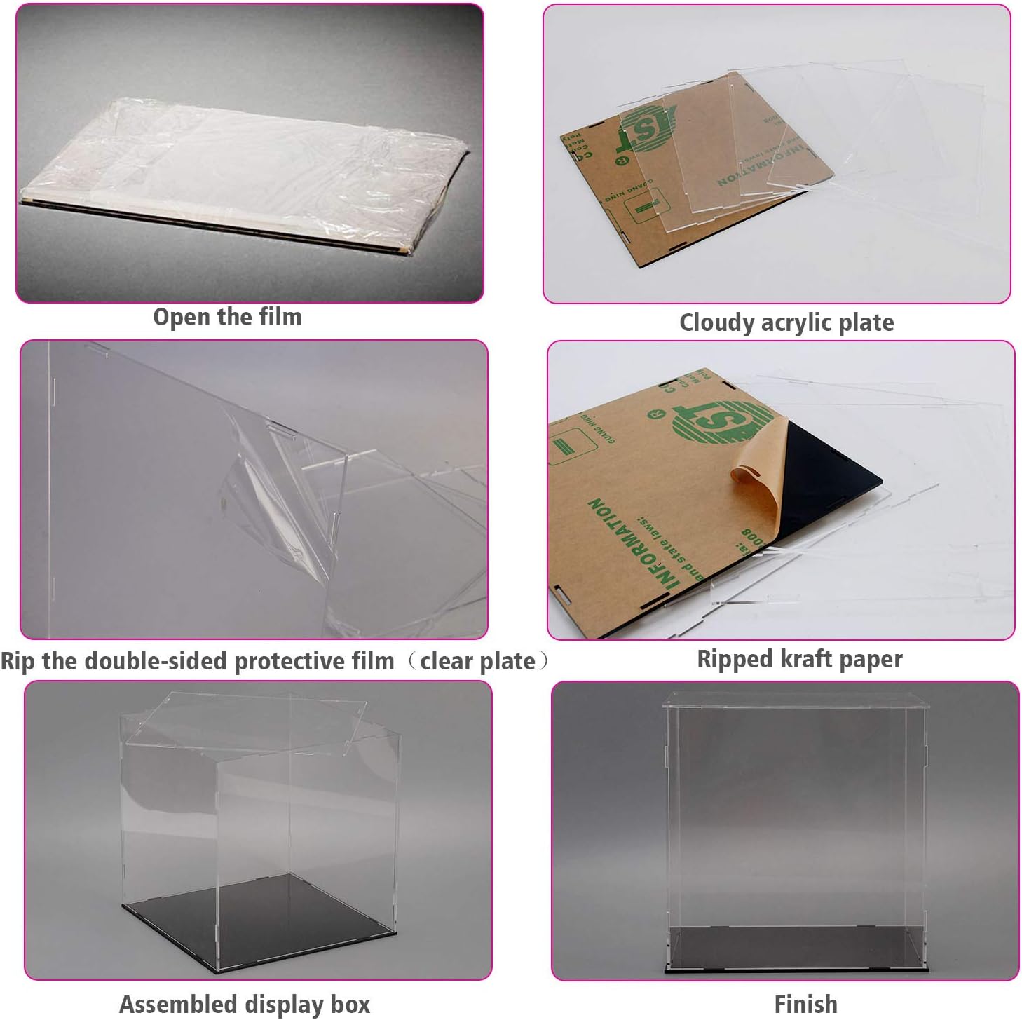 A+ DESIGN Vitrina de acrílico transparente para ensamblar, caja de vidrio alternativo para exhibir figuras de acción, almacenamiento y organización